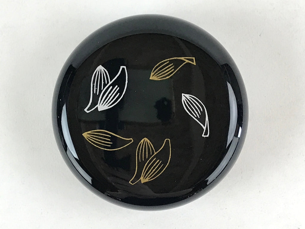 Japanese Buddhist Altar Fitting Resin Incense Container Vtg Round Kogo Black BA7
