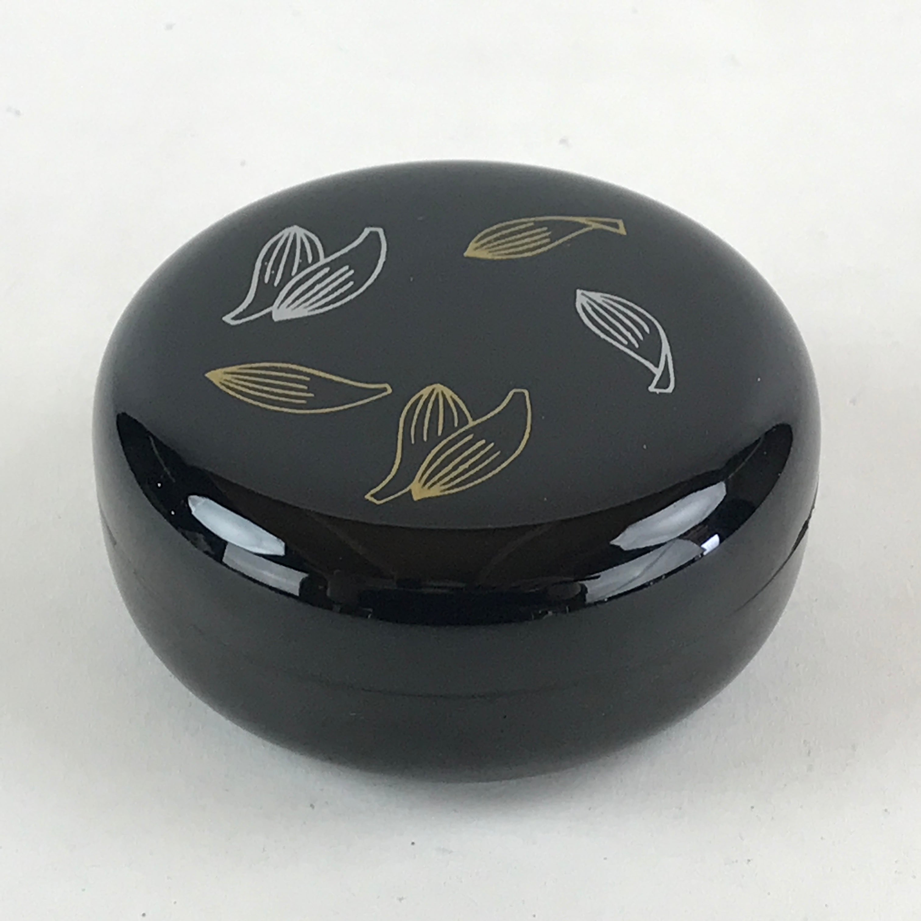 Japanese Buddhist Altar Fitting Resin Incense Container Vtg Round Kogo Black BA7
