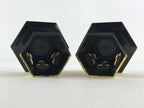 Japanese Buddhist Altar Fitting Resin Kuge Offering Stand Vtg 2pc Gold BA64