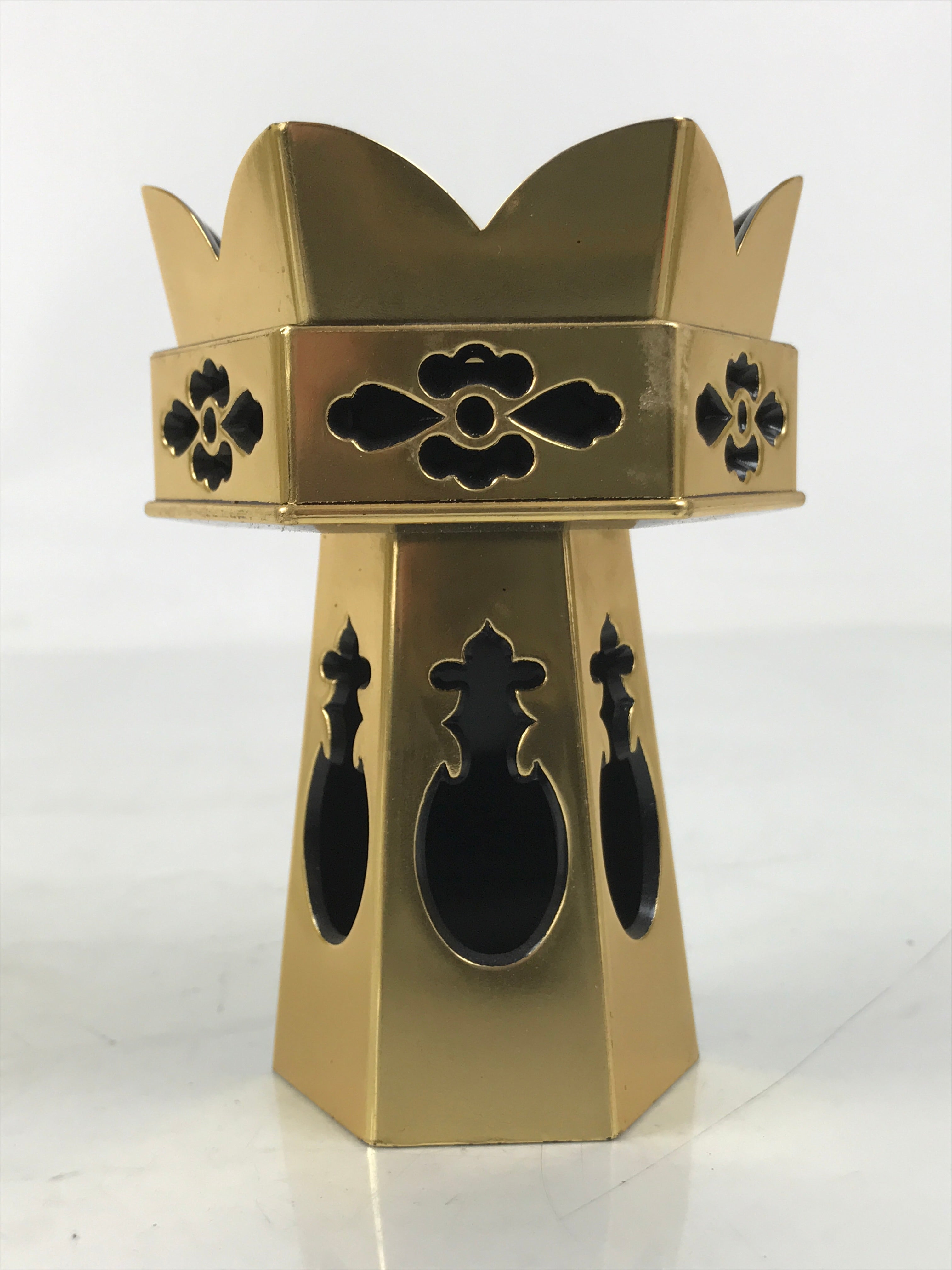 Japanese Buddhist Altar Fitting Resin Kuge Offering Stand Vtg Gold Black BA644