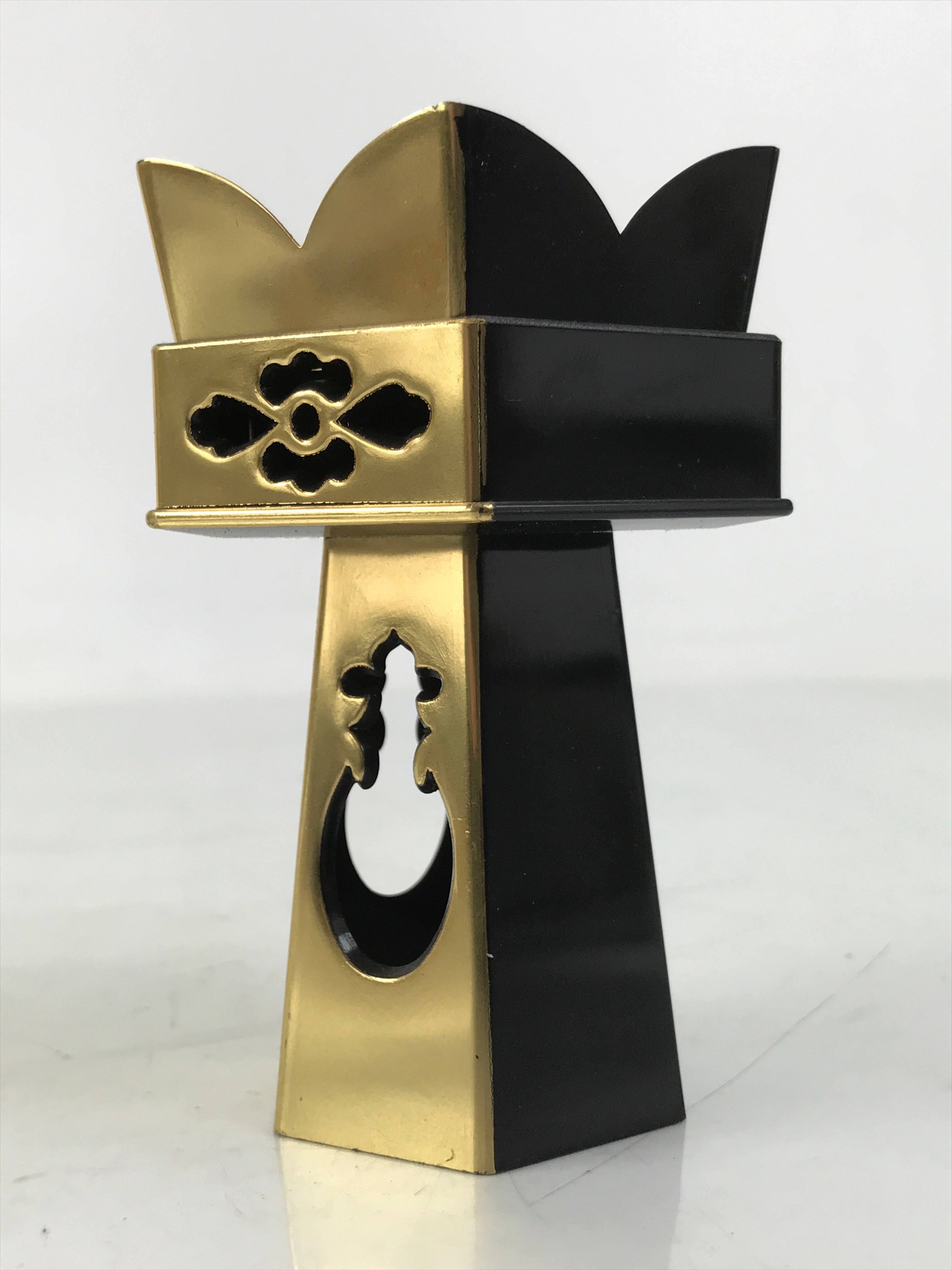 Japanese Buddhist Altar Fitting Resin Kuge Offering Stand Vtg Gold Black BA644