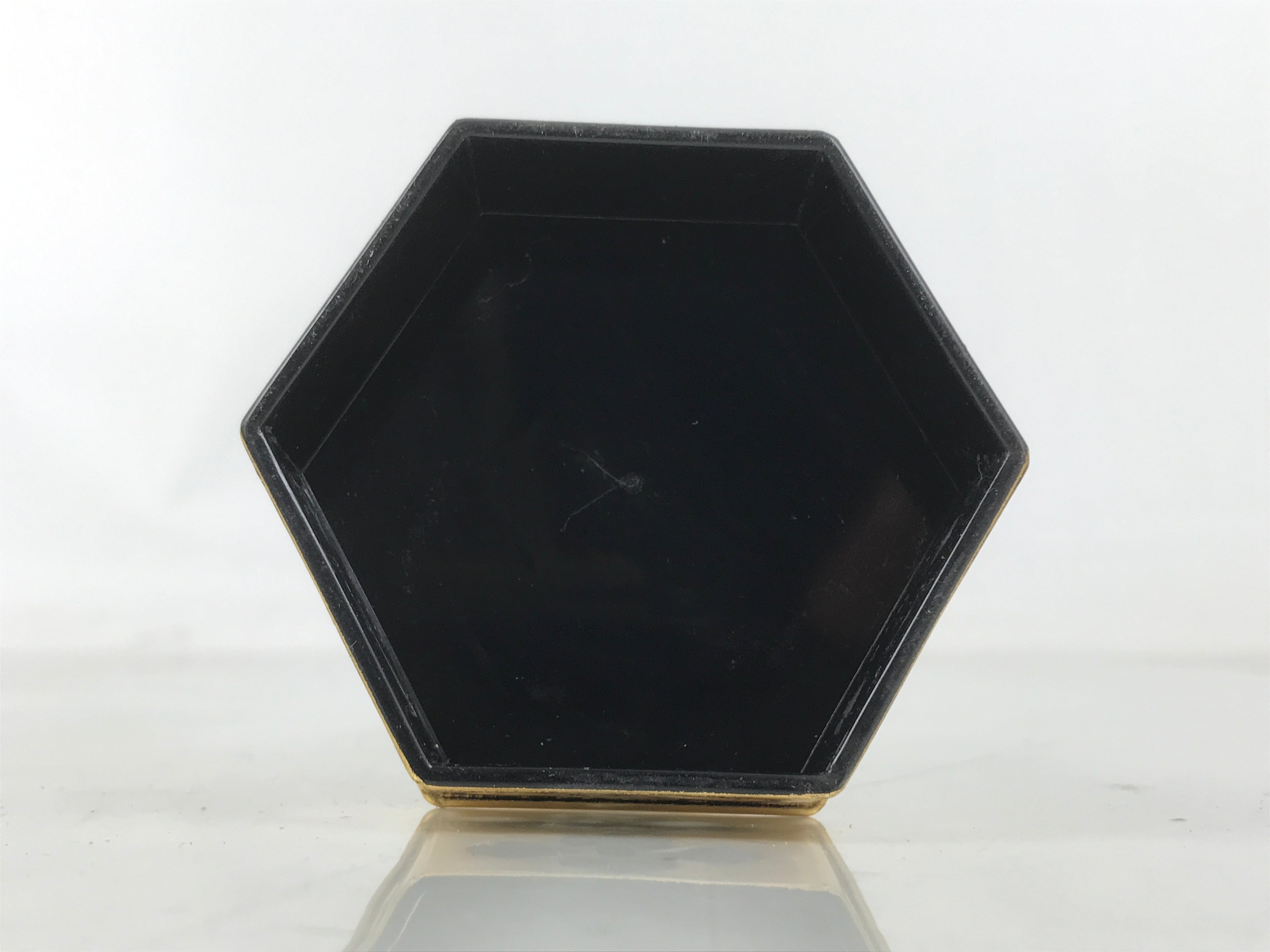 Japanese Buddhist Altar Fitting Resin Kuge Offering Stand Vtg Gold Black BA644
