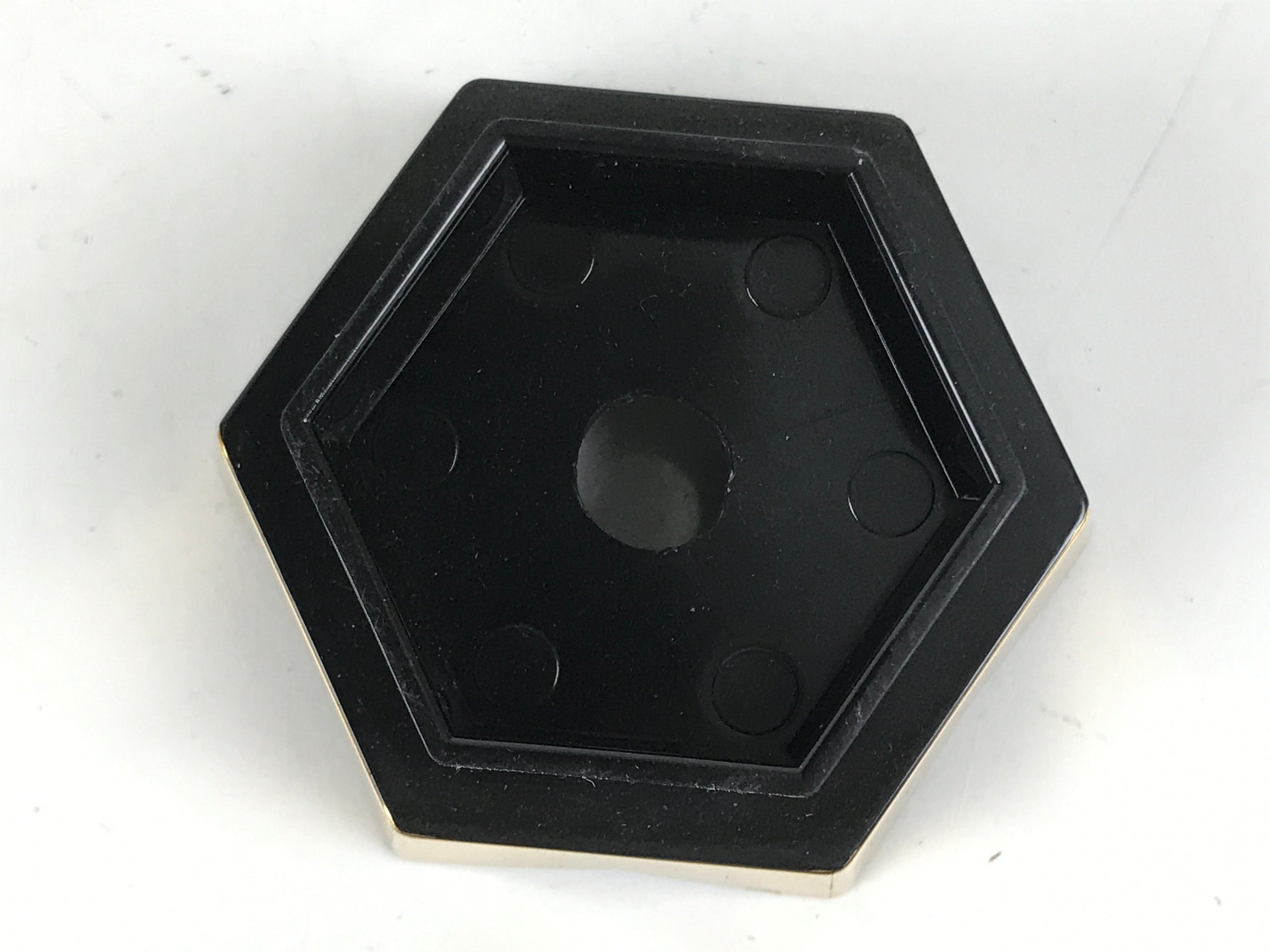 Japanese Buddhist Altar Fitting Resin Kuge Offering Stand Vtg Gold Black BA644