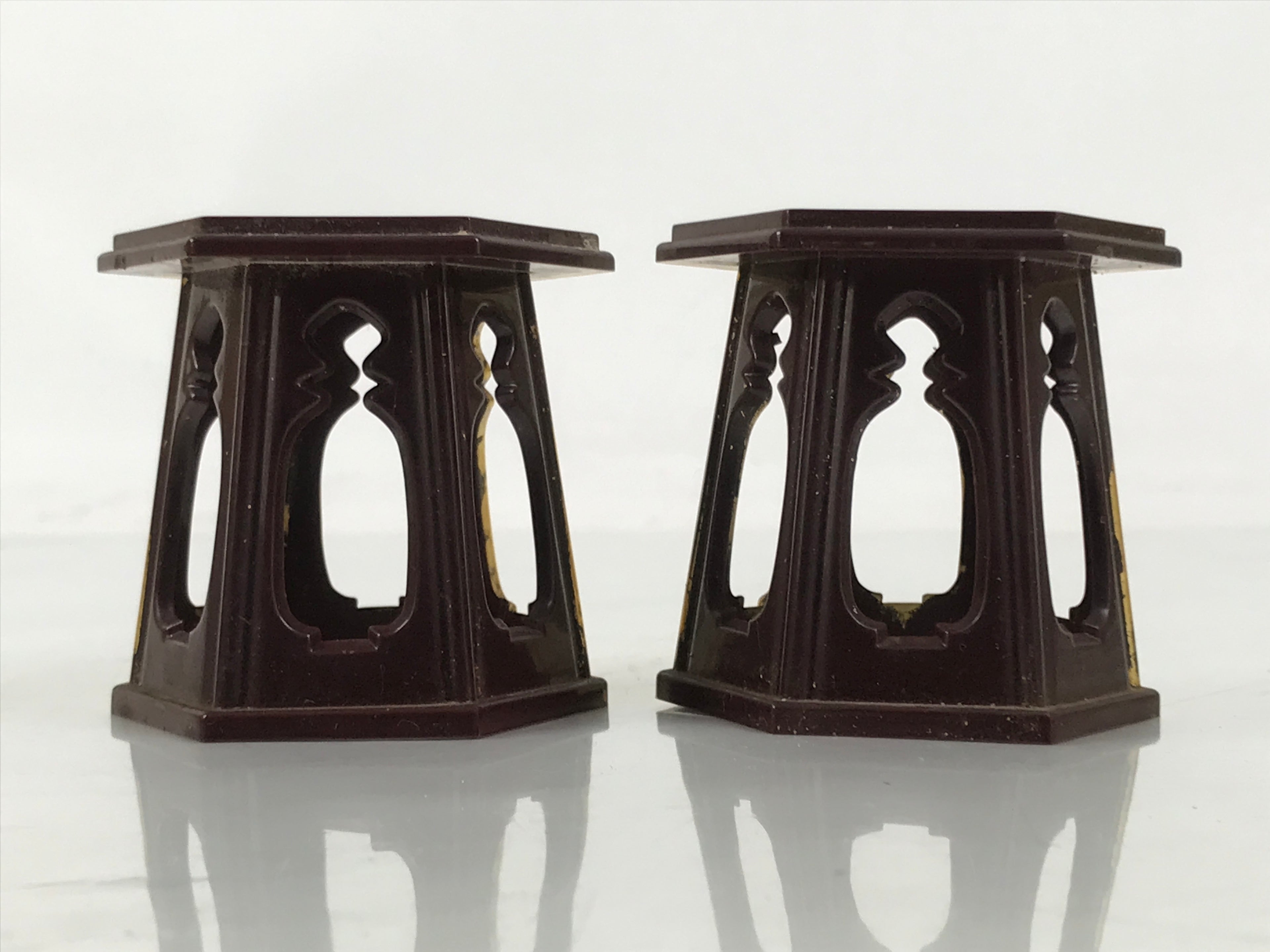Japanese Buddhist Altar Fitting Resin Offering Cup Stand 2pc Bukki Butsugu BA671