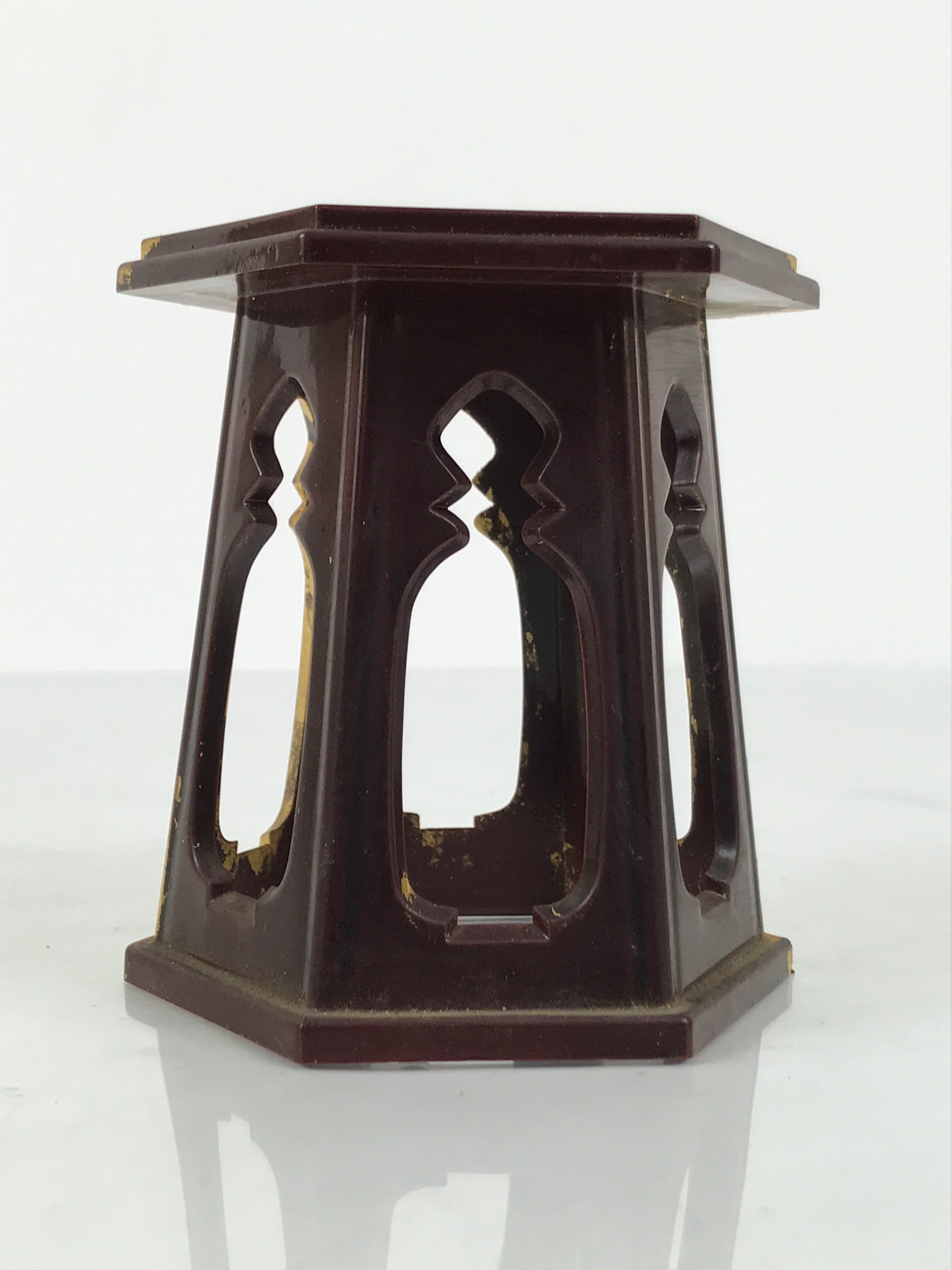 Japanese Buddhist Altar Fitting Resin Offering Cup Stand Butsugu Gold Red BA870