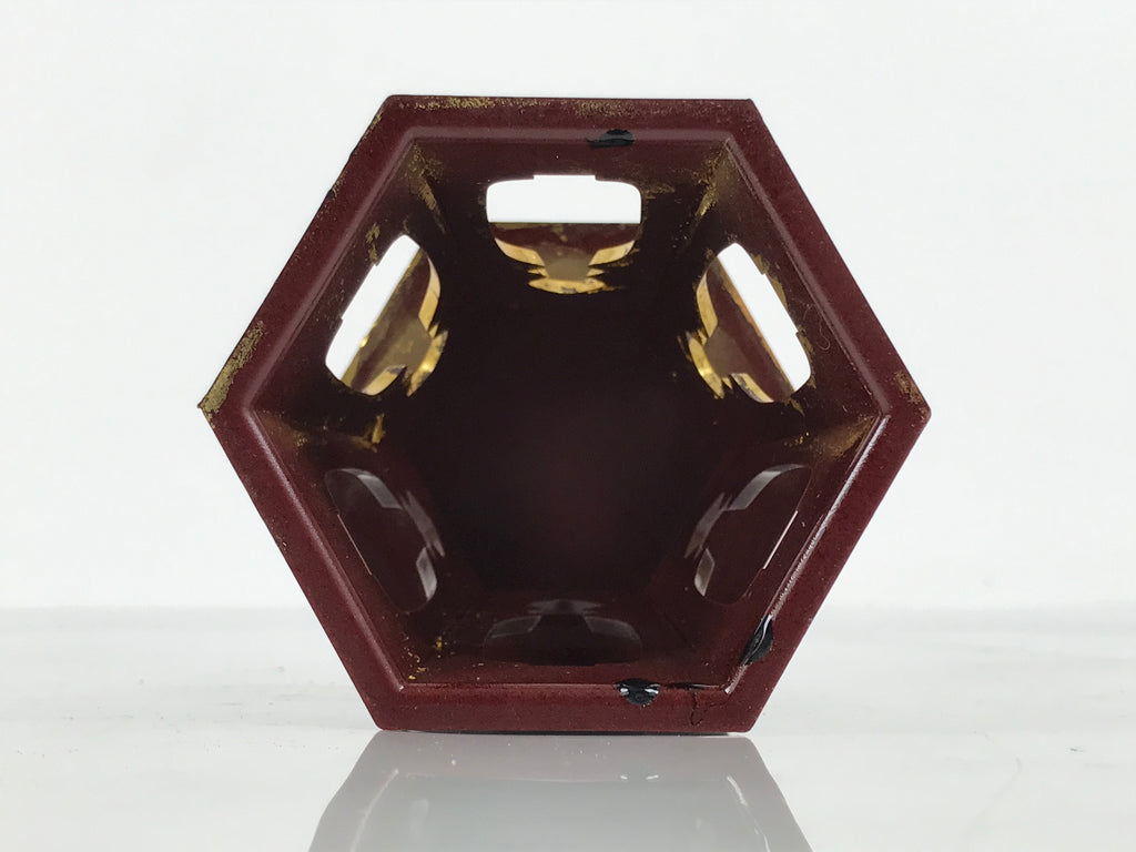 Japanese Buddhist Altar Fitting Resin Offering Cup Stand Butsugu Gold Red BA870
