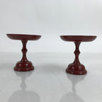 Japanese Buddhist Altar Fitting Resin Offering Stand Vtg Butsugu 2pc Red BA393