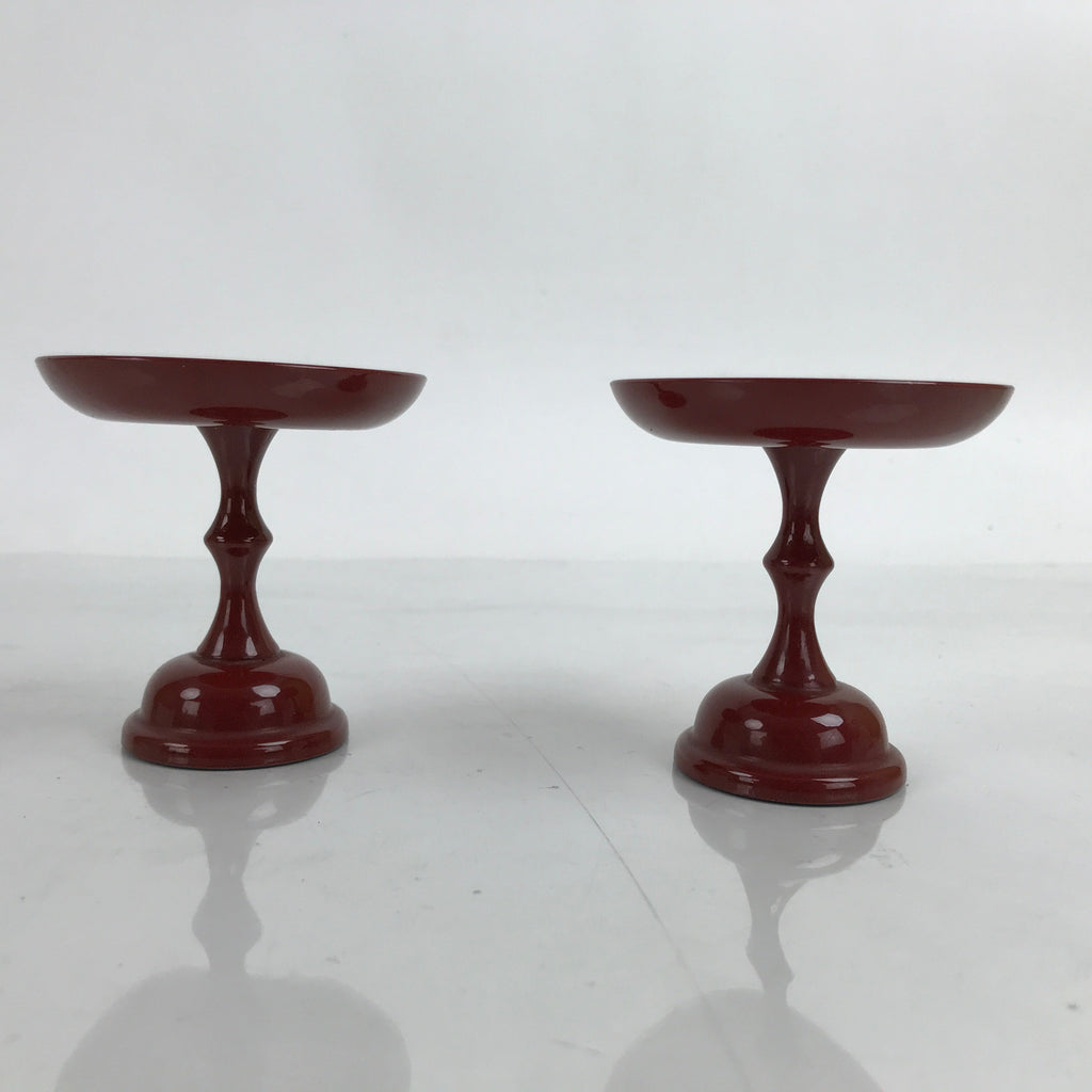 Japanese Buddhist Altar Fitting Resin Offering Stand Vtg Butsugu 2pc Red BA393