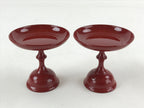 Japanese Buddhist Altar Fitting Resin Offering Stand Vtg Butsugu 2pc Red BA63