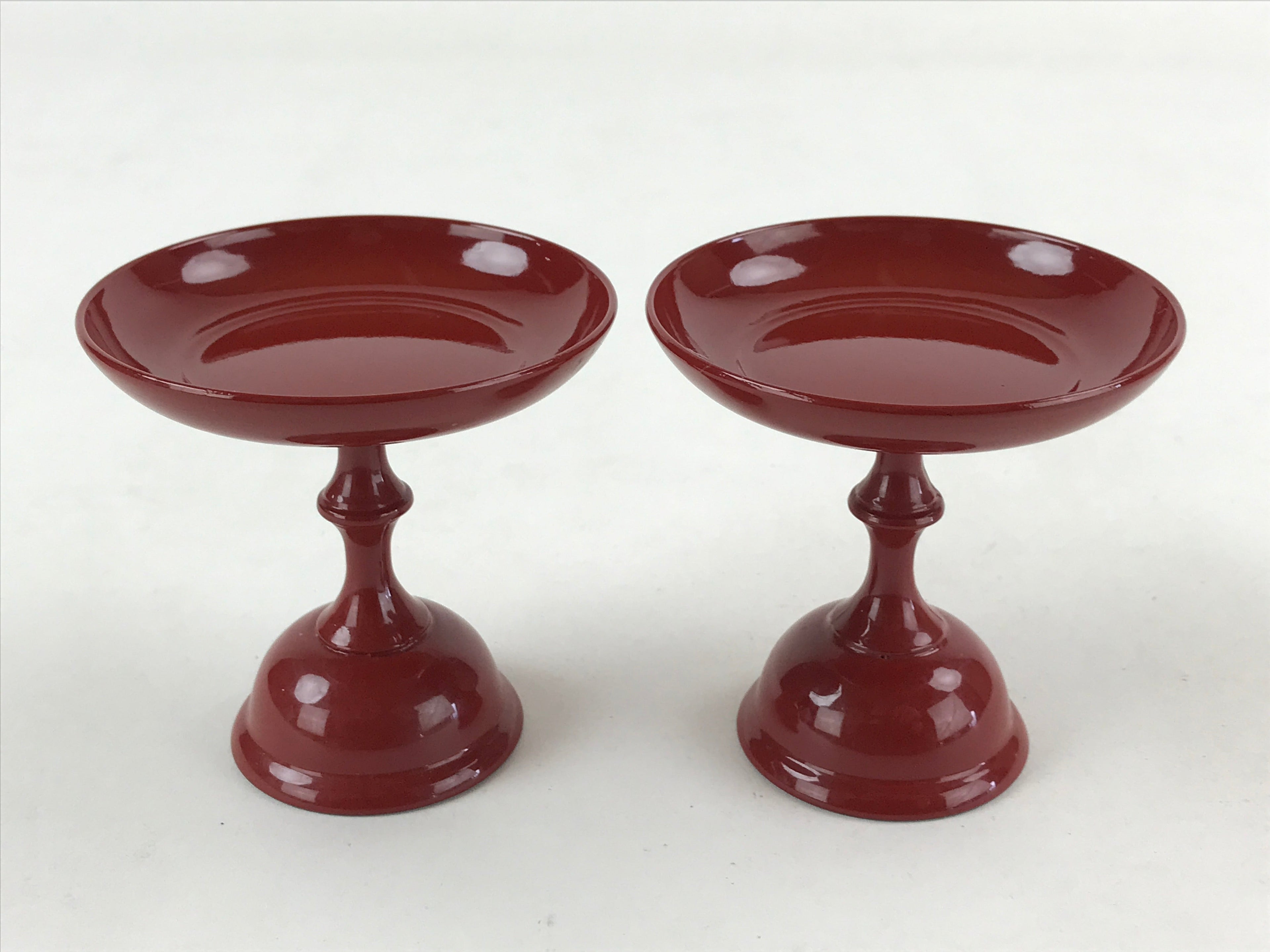 Japanese Buddhist Altar Fitting Resin Offering Stand Vtg Butsugu 2pc Red BA63
