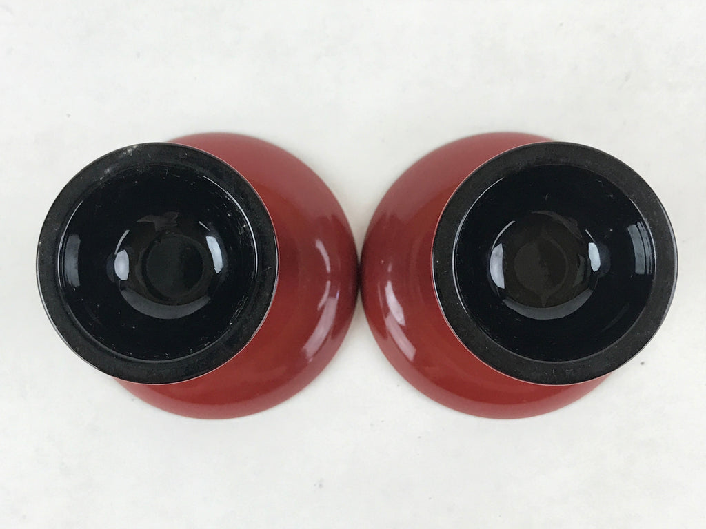 Japanese Buddhist Altar Fitting Resin Offering Stand Vtg Butsugu 2pc Red BA63