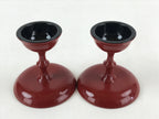 Japanese Buddhist Altar Fitting Resin Offering Stand Vtg Butsugu 2pc Red BA63