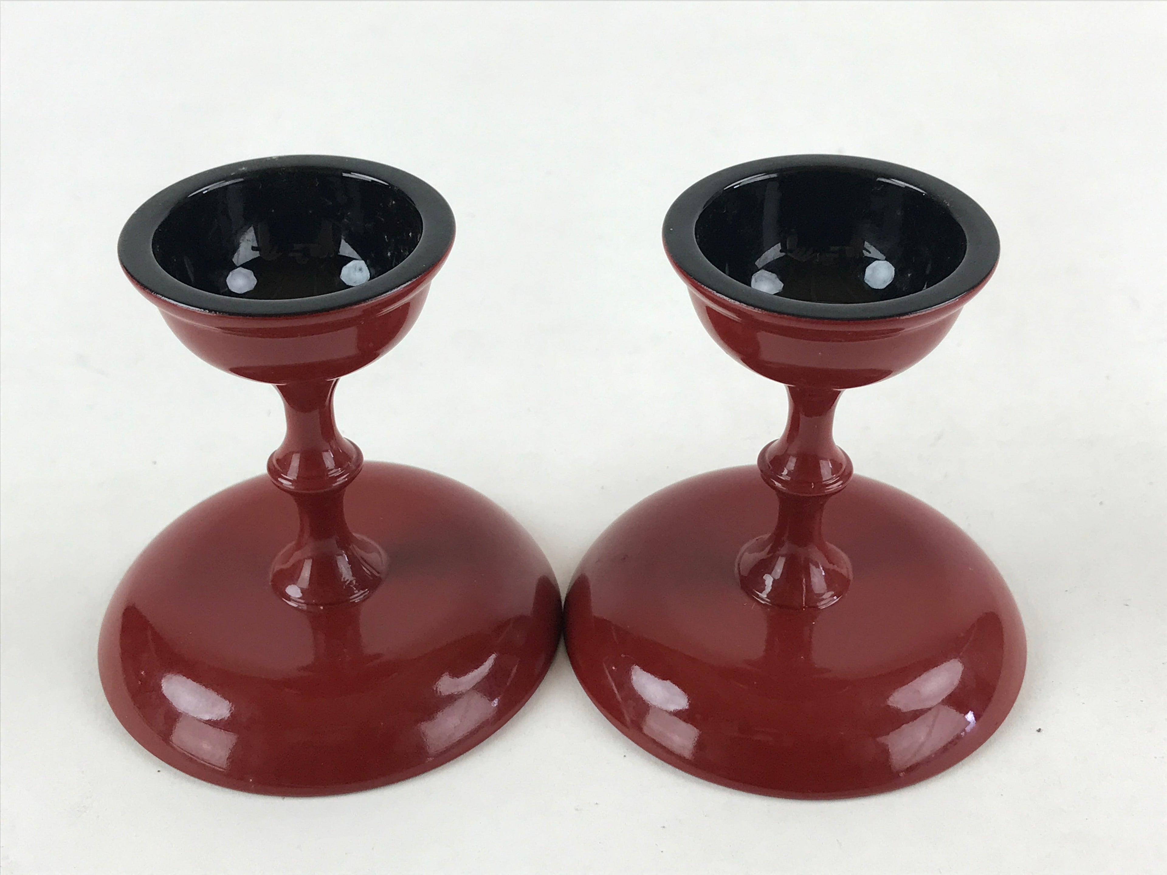 Japanese Buddhist Altar Fitting Resin Offering Stand Vtg Butsugu 2pc Red BA63