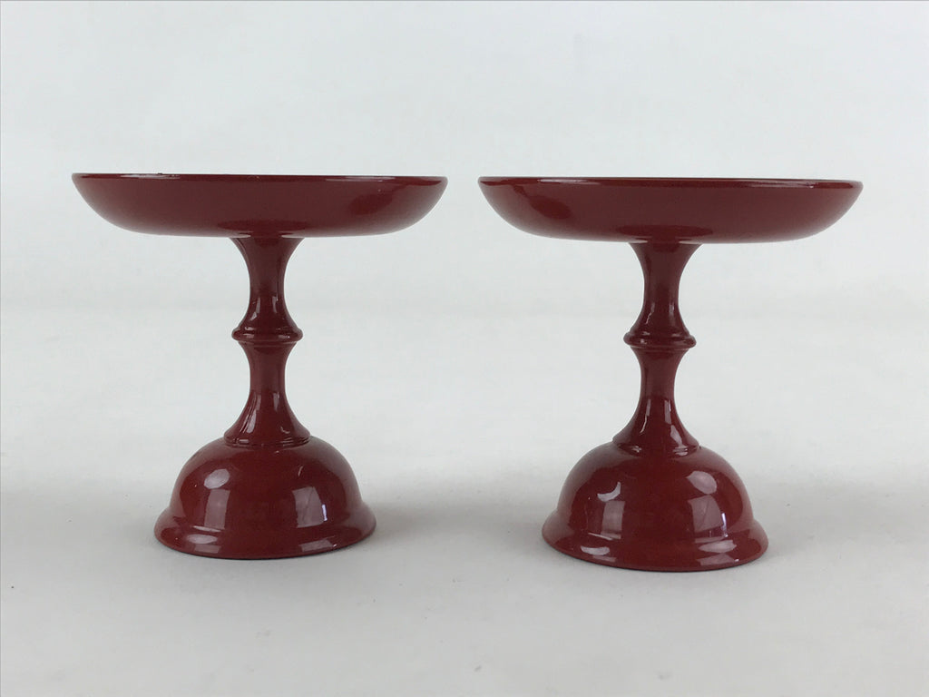 Japanese Buddhist Altar Fitting Resin Offering Stand Vtg Butsugu 2pc Red BA63