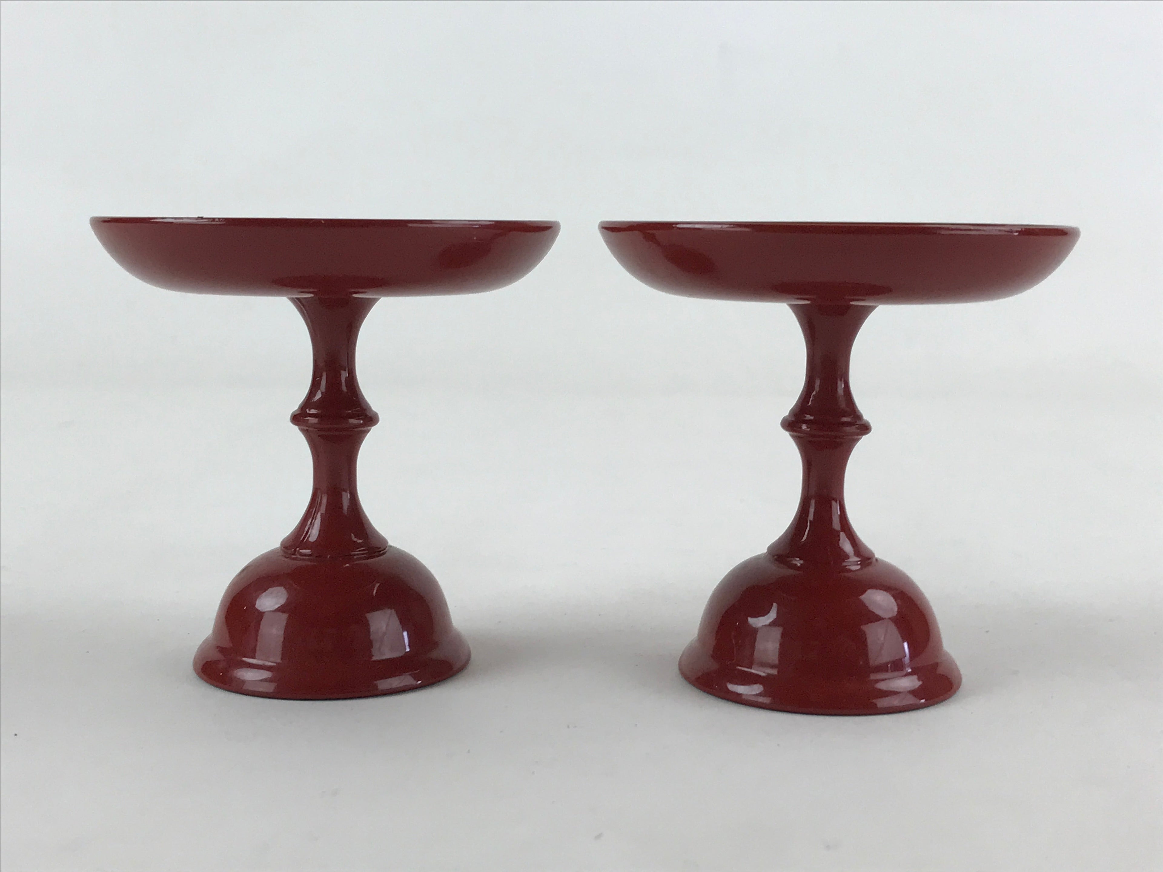 Japanese Buddhist Altar Fitting Resin Offering Stand Vtg Butsugu 2pc Red BA63