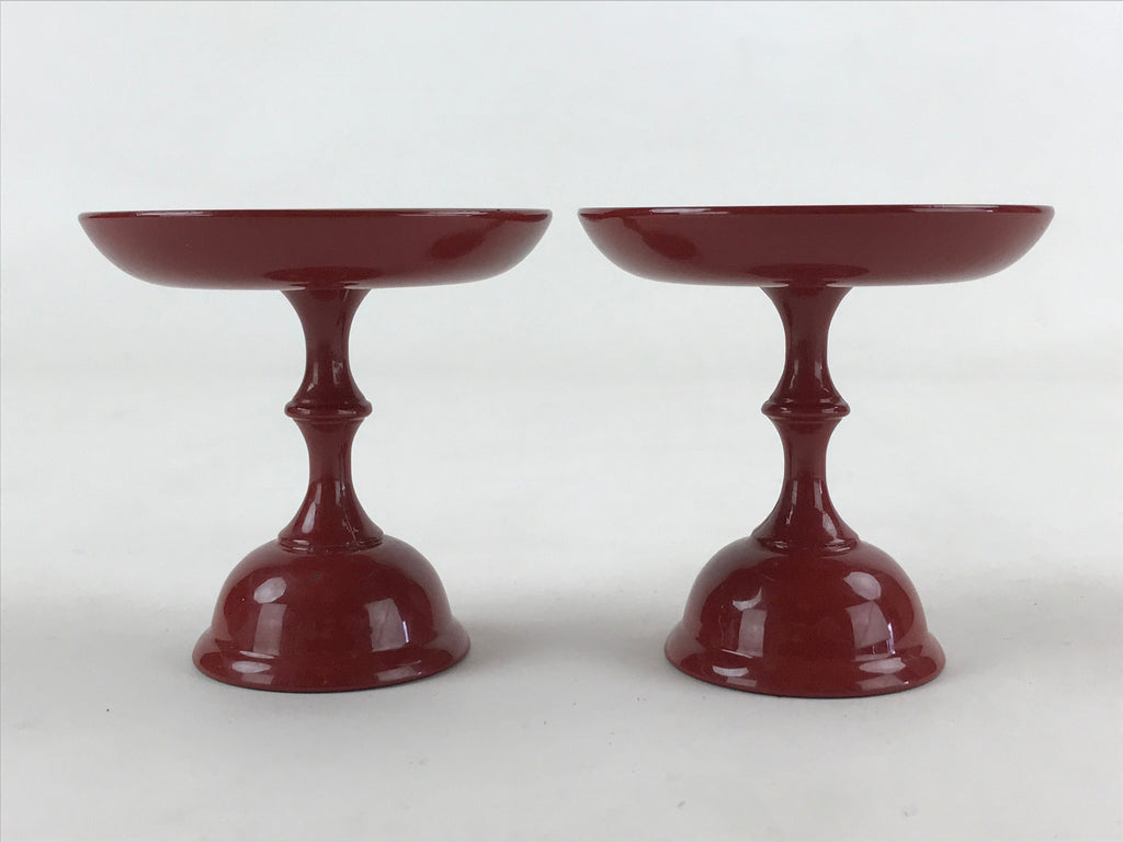 Japanese Buddhist Altar Fitting Resin Offering Stand Vtg Butsugu 2pc Red BA63
