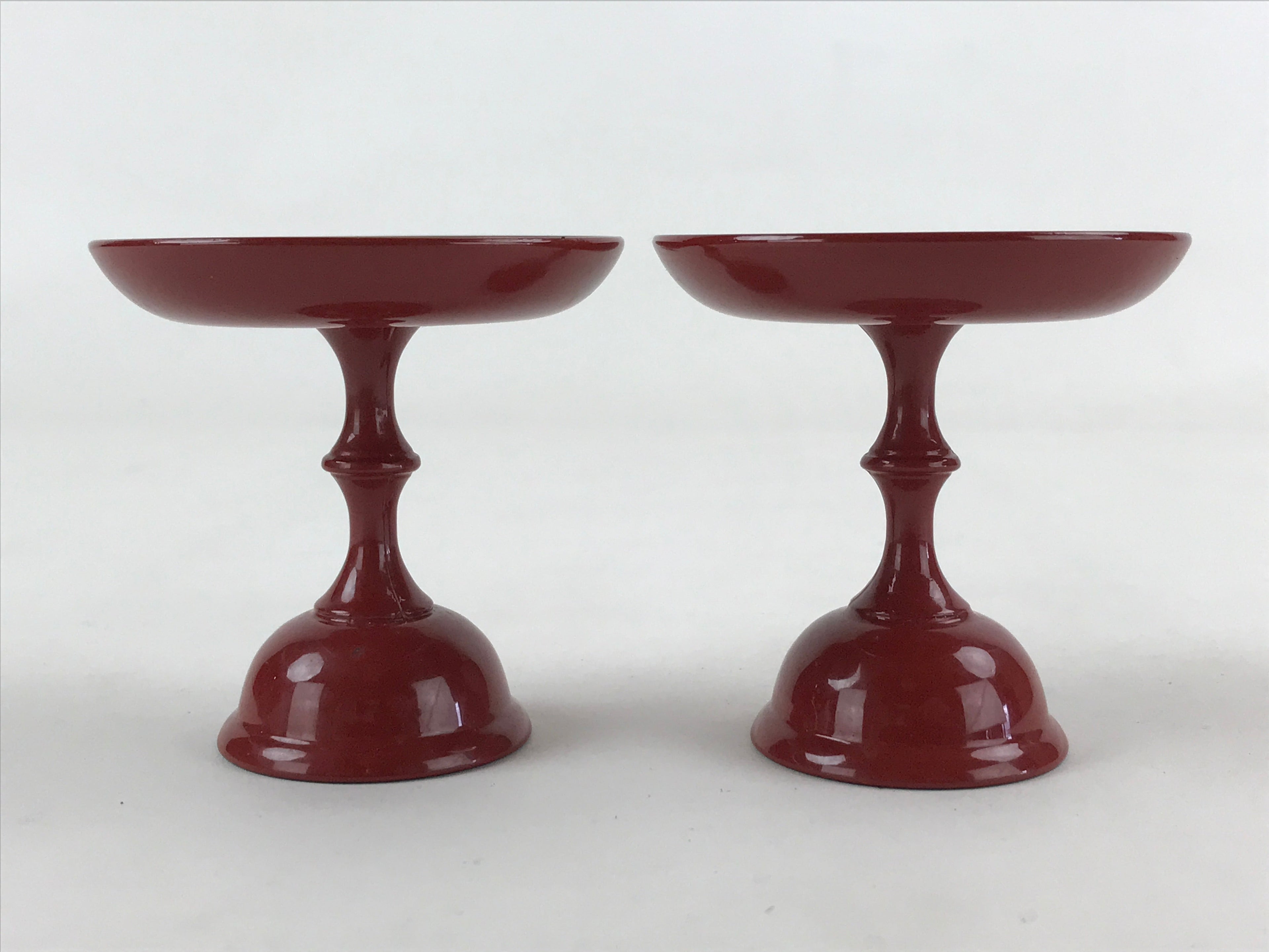 Japanese Buddhist Altar Fitting Resin Offering Stand Vtg Butsugu 2pc Red BA63