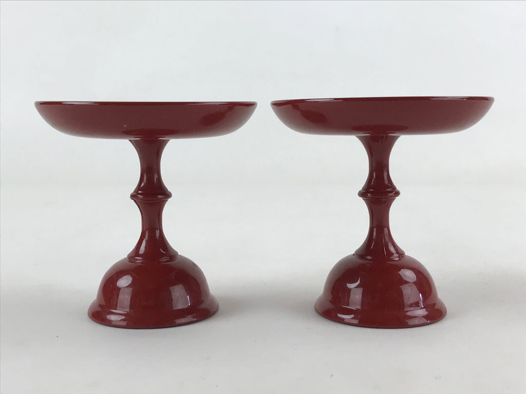 Japanese Buddhist Altar Fitting Resin Offering Stand Vtg Butsugu 2pc Red BA63