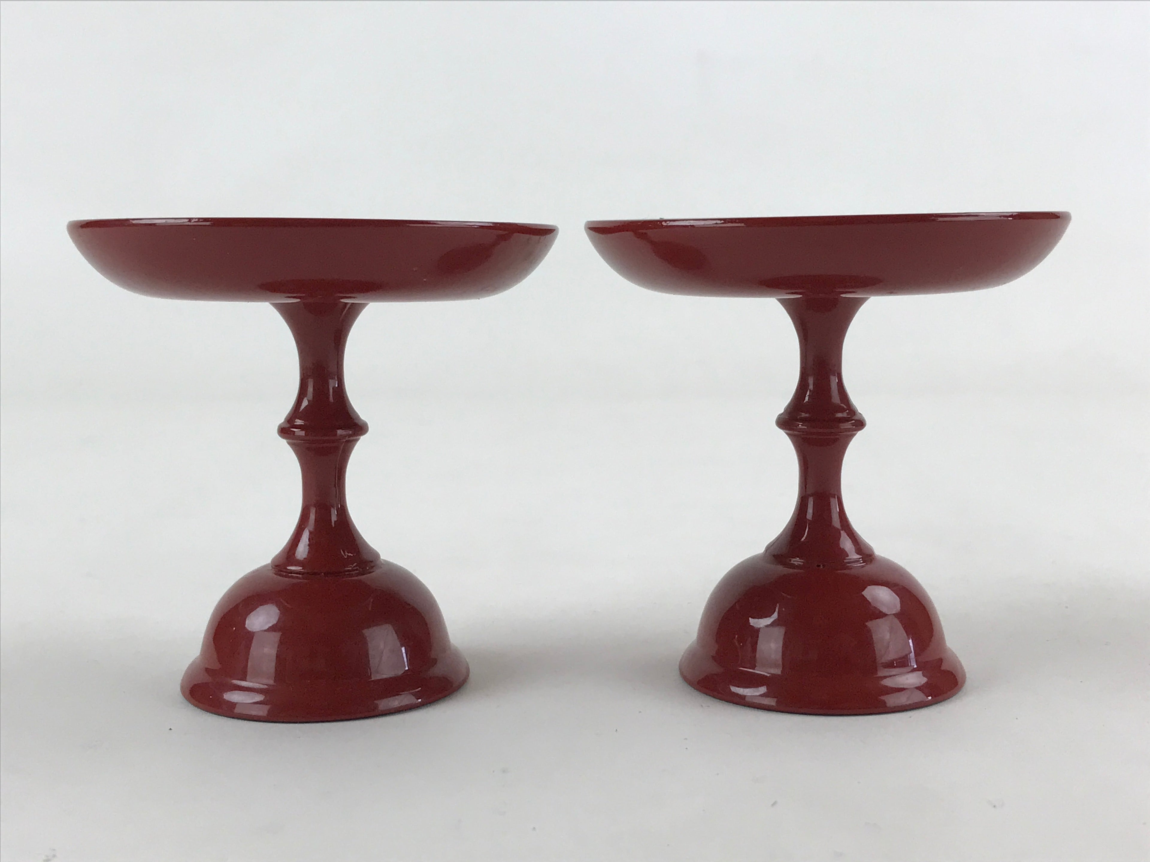 Japanese Buddhist Altar Fitting Resin Offering Stand Vtg Butsugu 2pc Red BA63