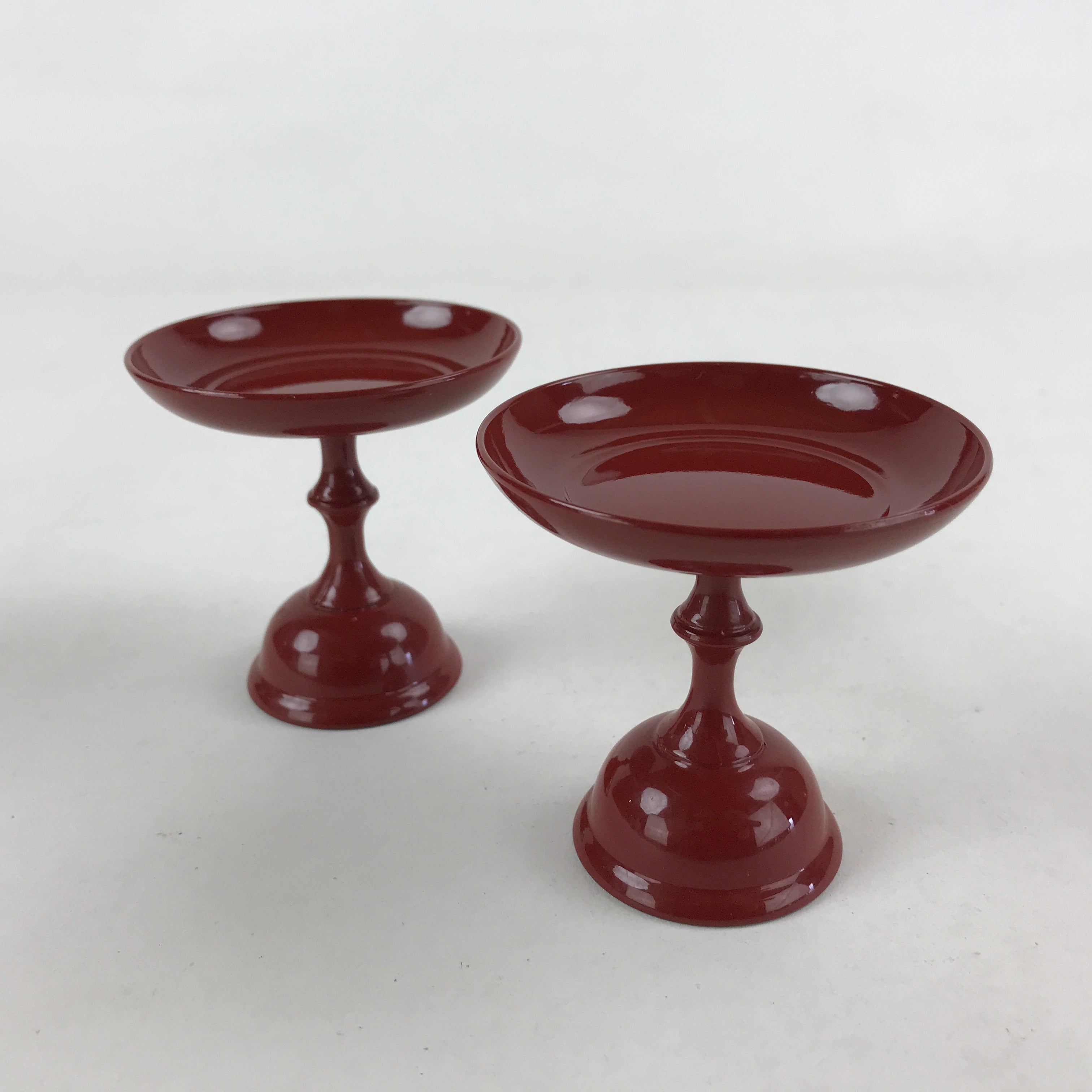 Japanese Buddhist Altar Fitting Resin Offering Stand Vtg Butsugu 2pc Red BA63