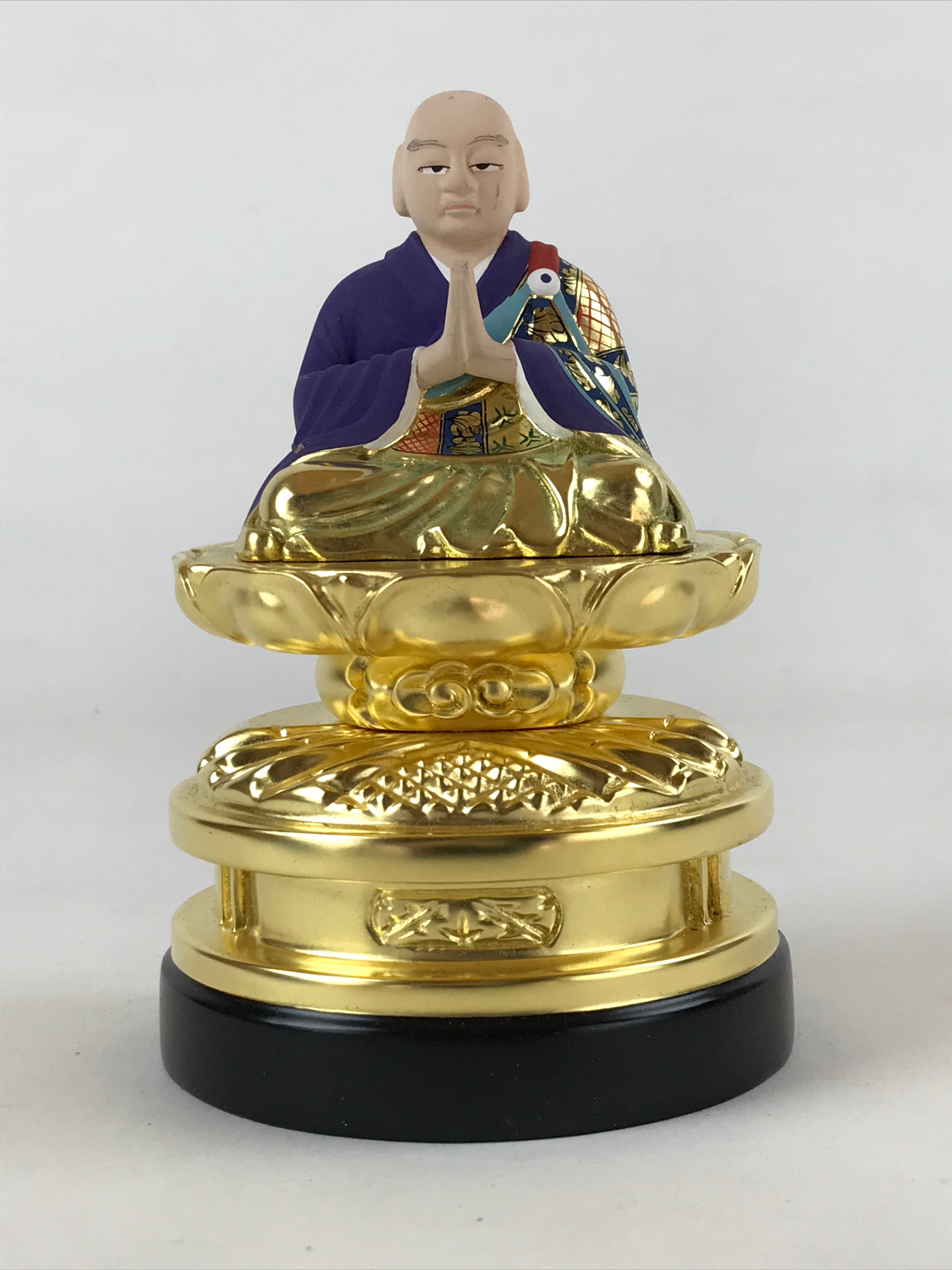 Japanese Buddhist Altar Fitting Shandao Monk Vtg Lacquer Wood Jodo Shinshu BA169