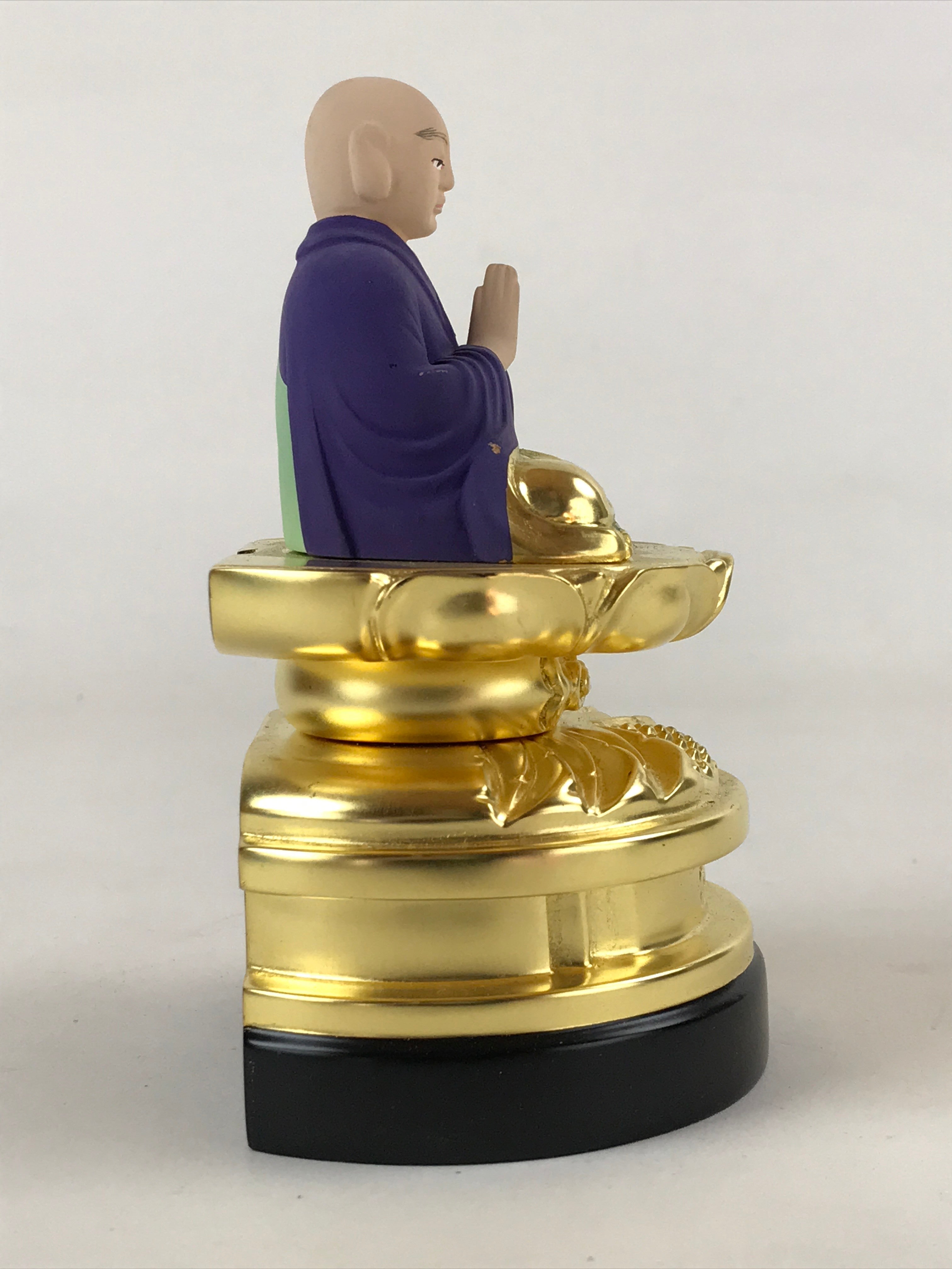 Japanese Buddhist Altar Fitting Shandao Monk Vtg Lacquer Wood Jodo Shinshu BA169