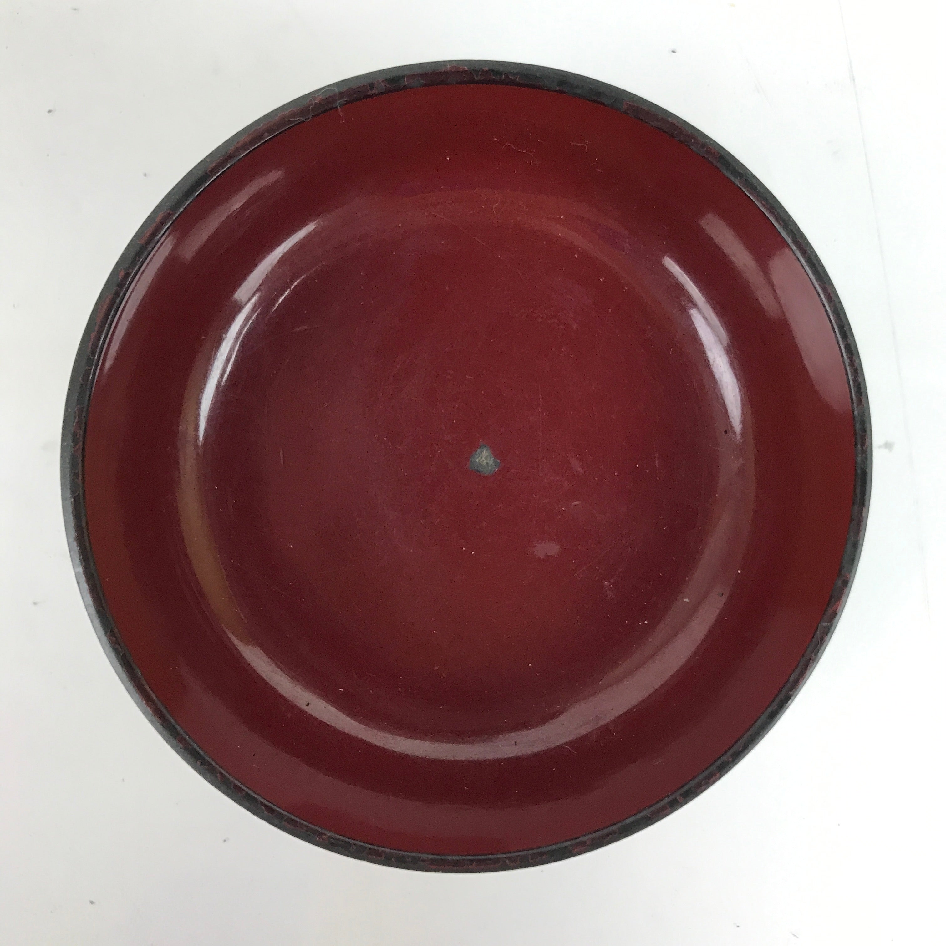 Japanese Buddhist Altar Fitting Small Offering Bowl Vtg Black Red Resin L326