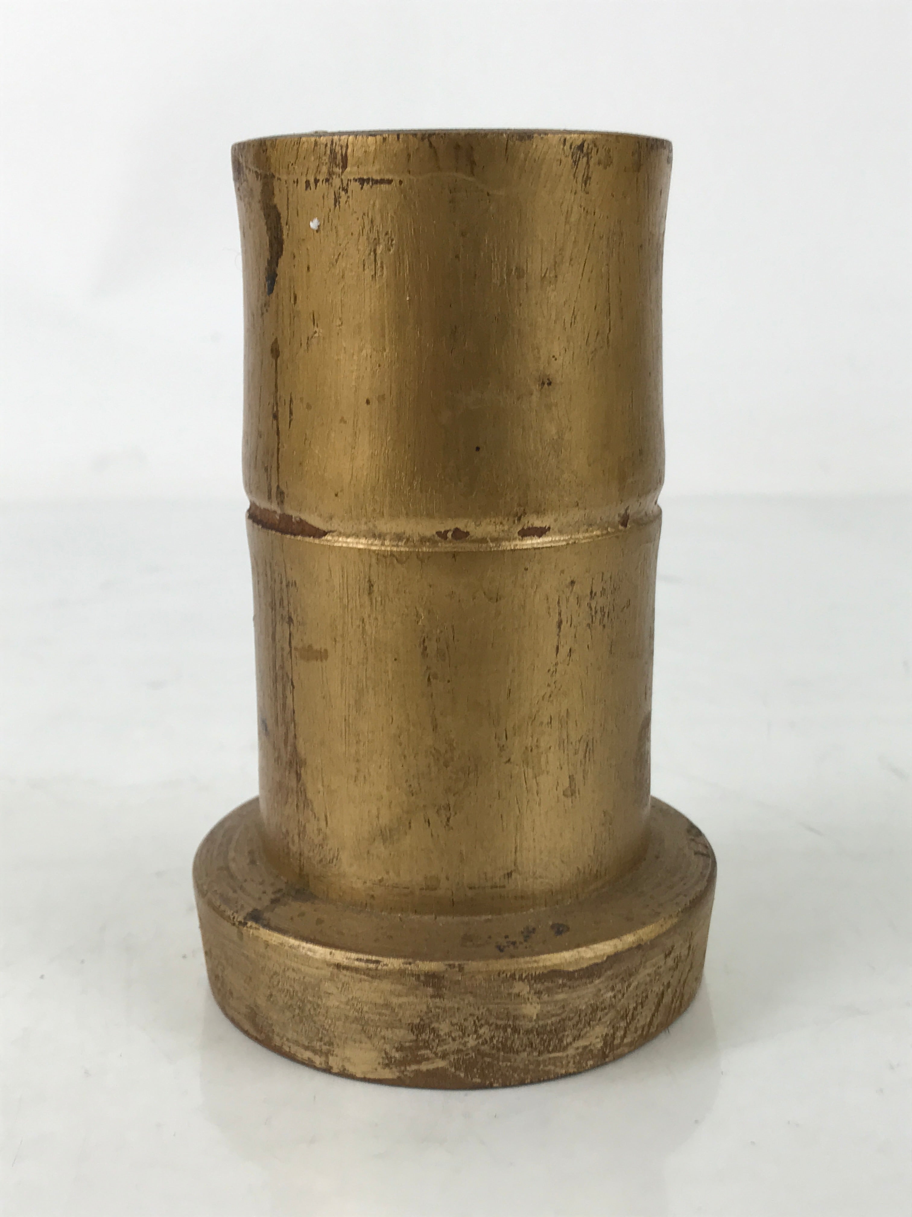 Japanese Buddhist Altar Fitting Wood Bamboo Flower Vase Vtg Hanatate Gold BA569