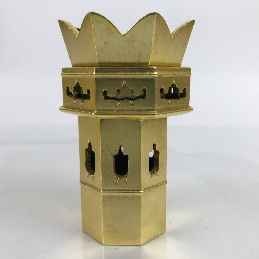 Japanese Buddhist Altar Fitting Wood Kuge Offering Stand Vtg 2pc Gold BA359