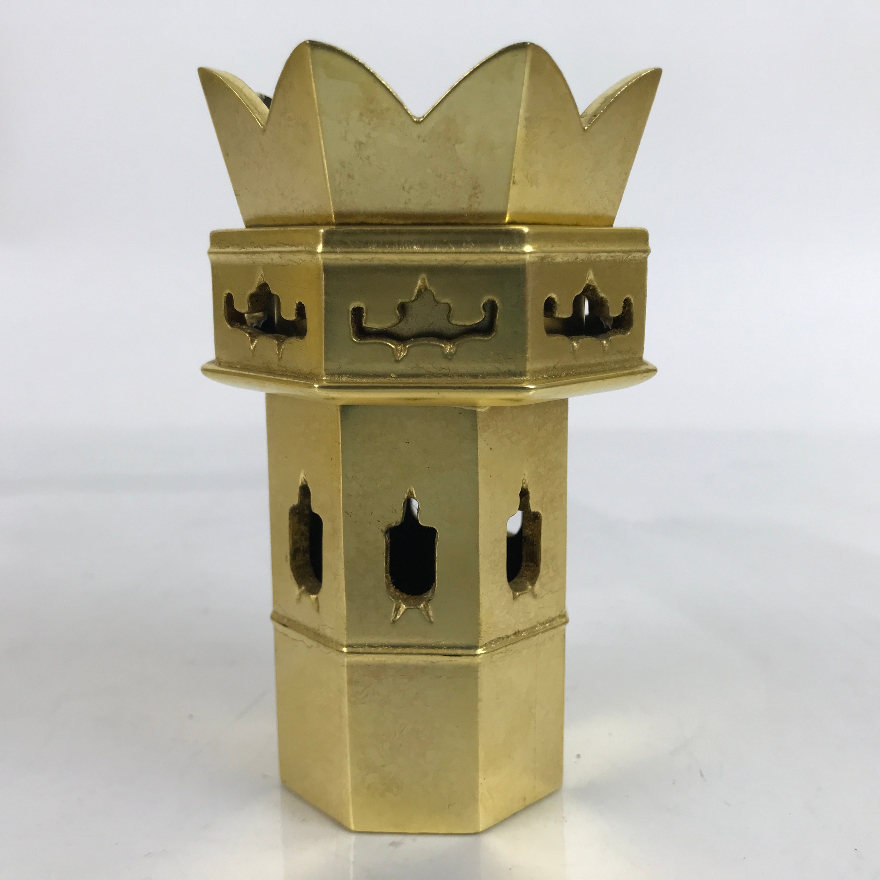 Japanese Buddhist Altar Fitting Wood Kuge Offering Stand Vtg 2pc Gold BA359