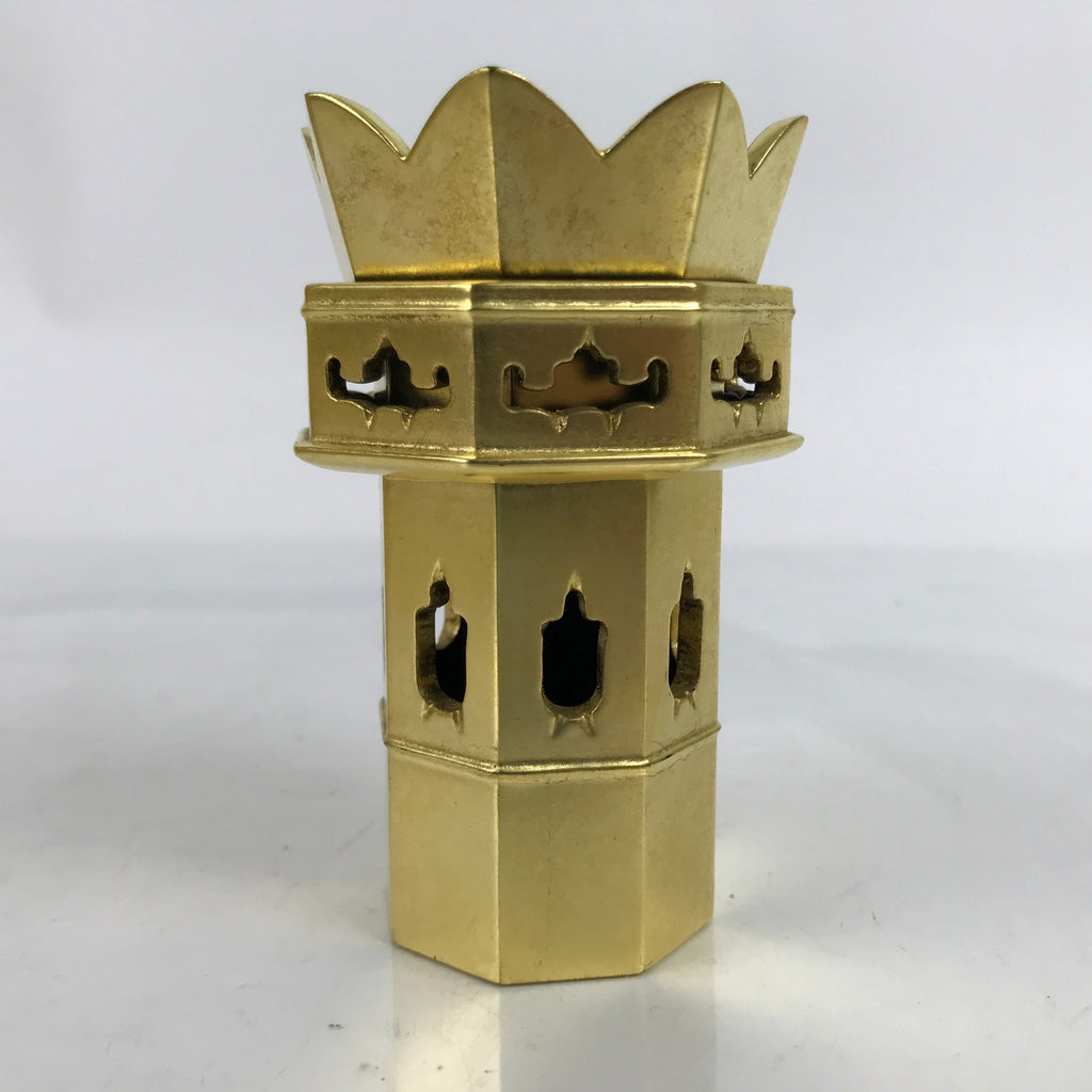 Japanese Buddhist Altar Fitting Wood Kuge Offering Stand Vtg 2pc Gold BA359