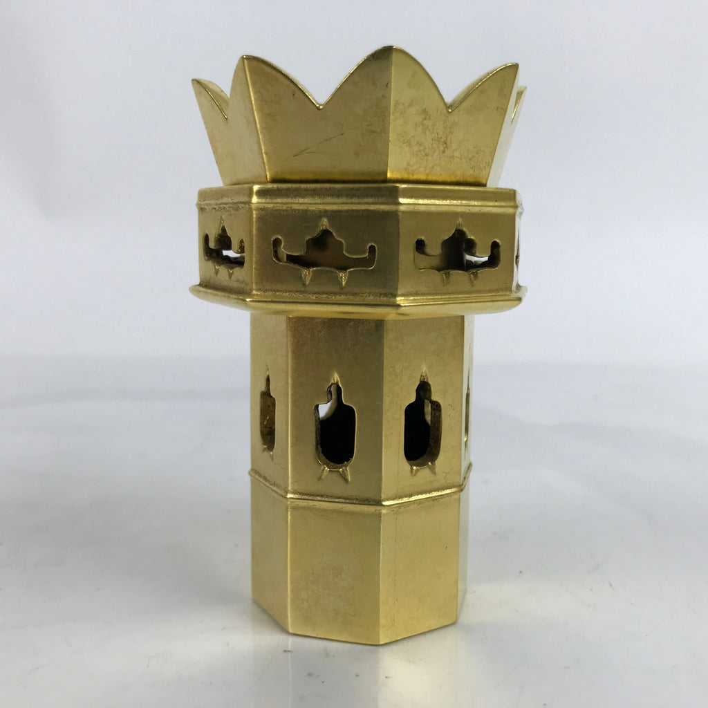 Japanese Buddhist Altar Fitting Wood Kuge Offering Stand Vtg 2pc Gold BA359