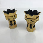 Japanese Buddhist Altar Fitting Wood Kuge Offering Stand Vtg 2pc Gold BA390