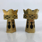 Japanese Buddhist Altar Fitting Wood Kuge Offering Stand Vtg 2pc Gold BA390