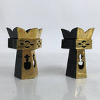 Japanese Buddhist Altar Fitting Wood Kuge Offering Stand Vtg 2pc Gold BA390