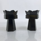 Japanese Buddhist Altar Fitting Wood Kuge Offering Stand Vtg 2pc Gold BA390