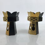 Japanese Buddhist Altar Fitting Wood Kuge Offering Stand Vtg 2pc Gold BA390