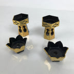 Japanese Buddhist Altar Fitting Wood Kuge Offering Stand Vtg 2pc Gold BA390