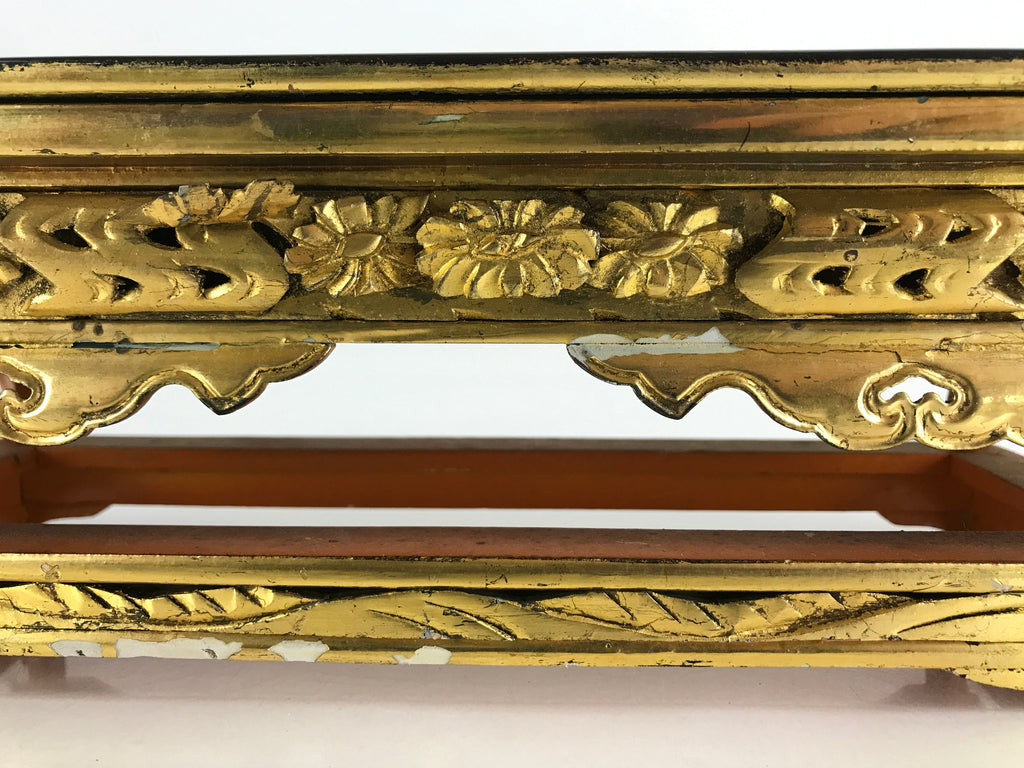 Japanese Buddhist Altar Fitting Wood Lacquer Offering Table Maejyoku Gold BU942