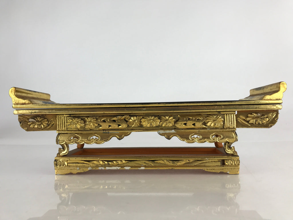 Japanese Buddhist Altar Fitting Wood Lacquer Offering Table Maejyoku Gold BU942
