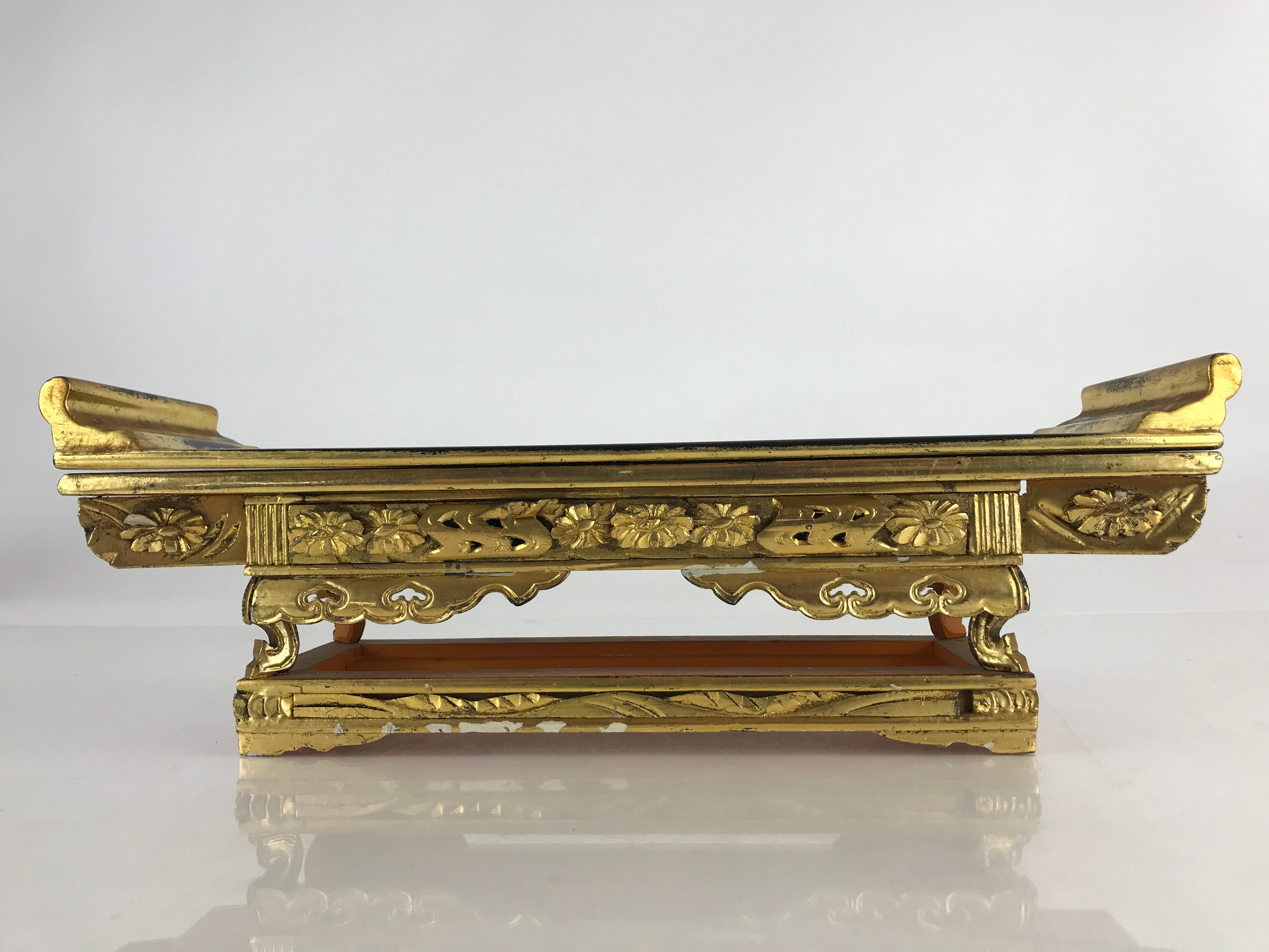Japanese Buddhist Altar Fitting Wood Lacquer Offering Table Maejyoku Gold BU942