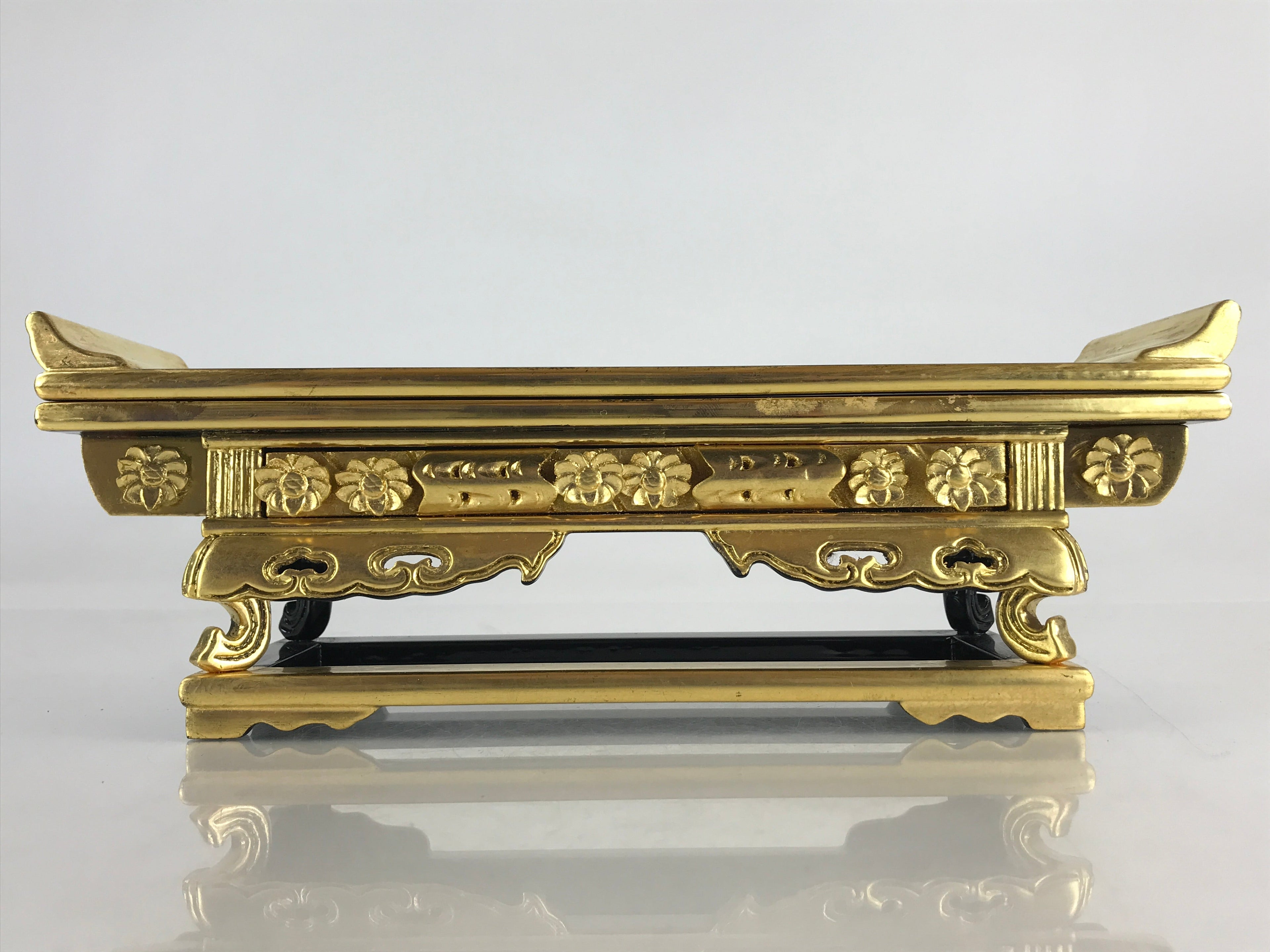 Japanese Buddhist Altar Fitting Wood Lacquer Offering Table Maejyoku Gold BU943