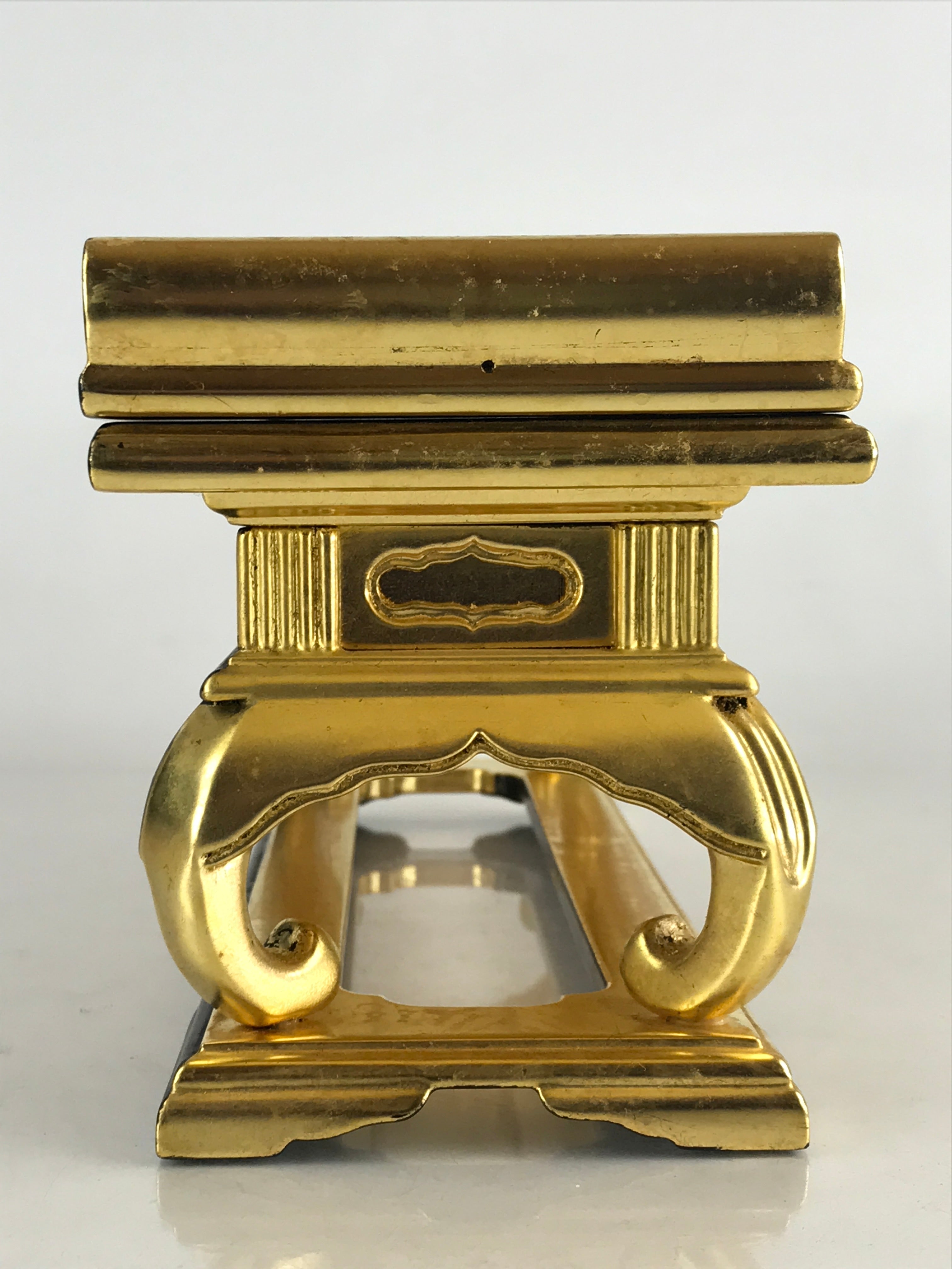 Japanese Buddhist Altar Fitting Wood Lacquer Offering Table Vtg Maejyoku Gold BU854