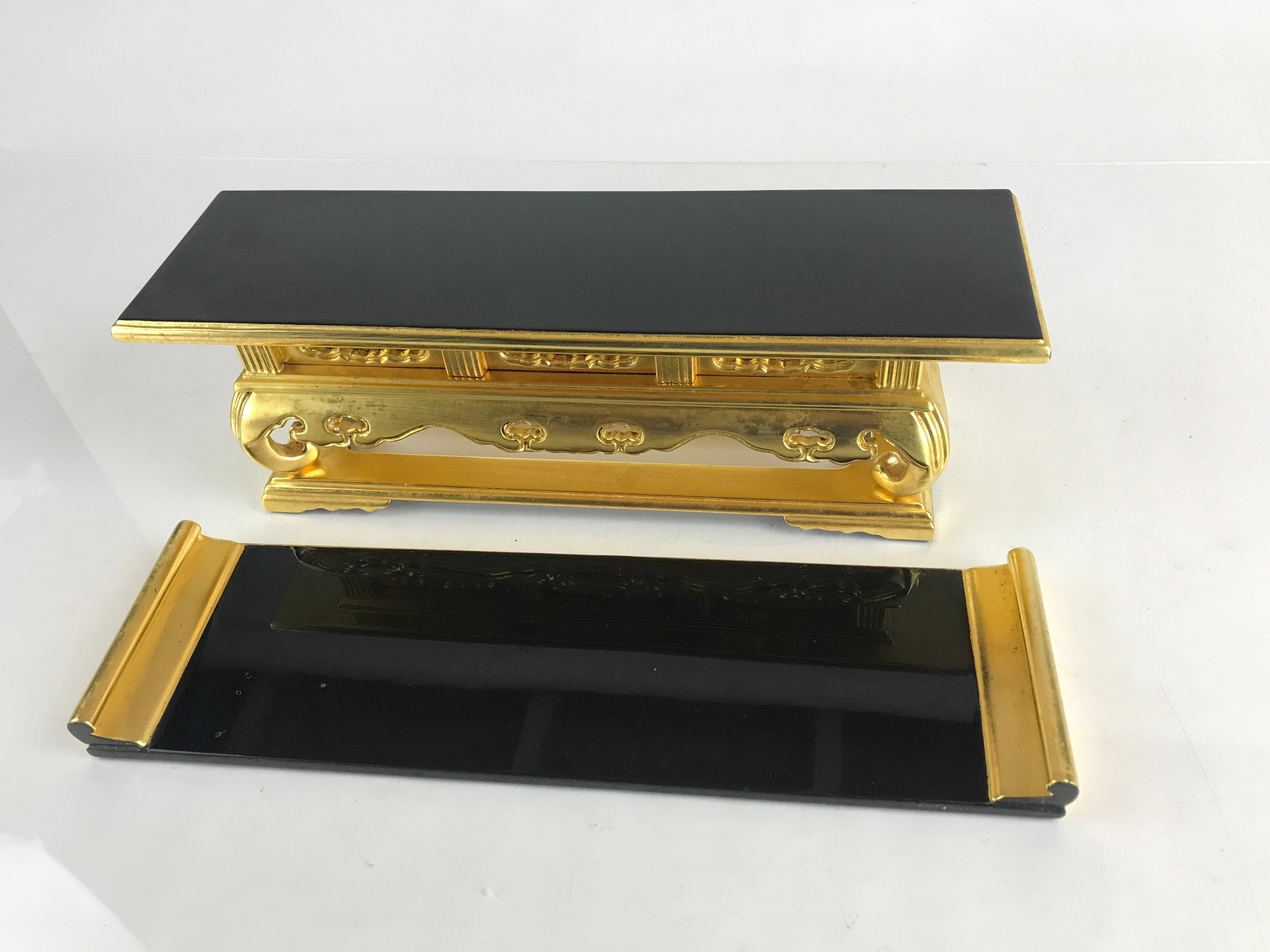 Japanese Buddhist Altar Fitting Wood Lacquer Offering Table Vtg Maejyoku Gold BU854