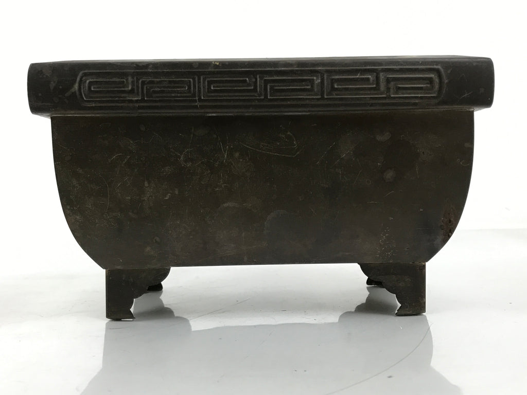 Japanese Buddhist Altar Fitting Wood Metal Incense Burner Koro Rectangle BA696