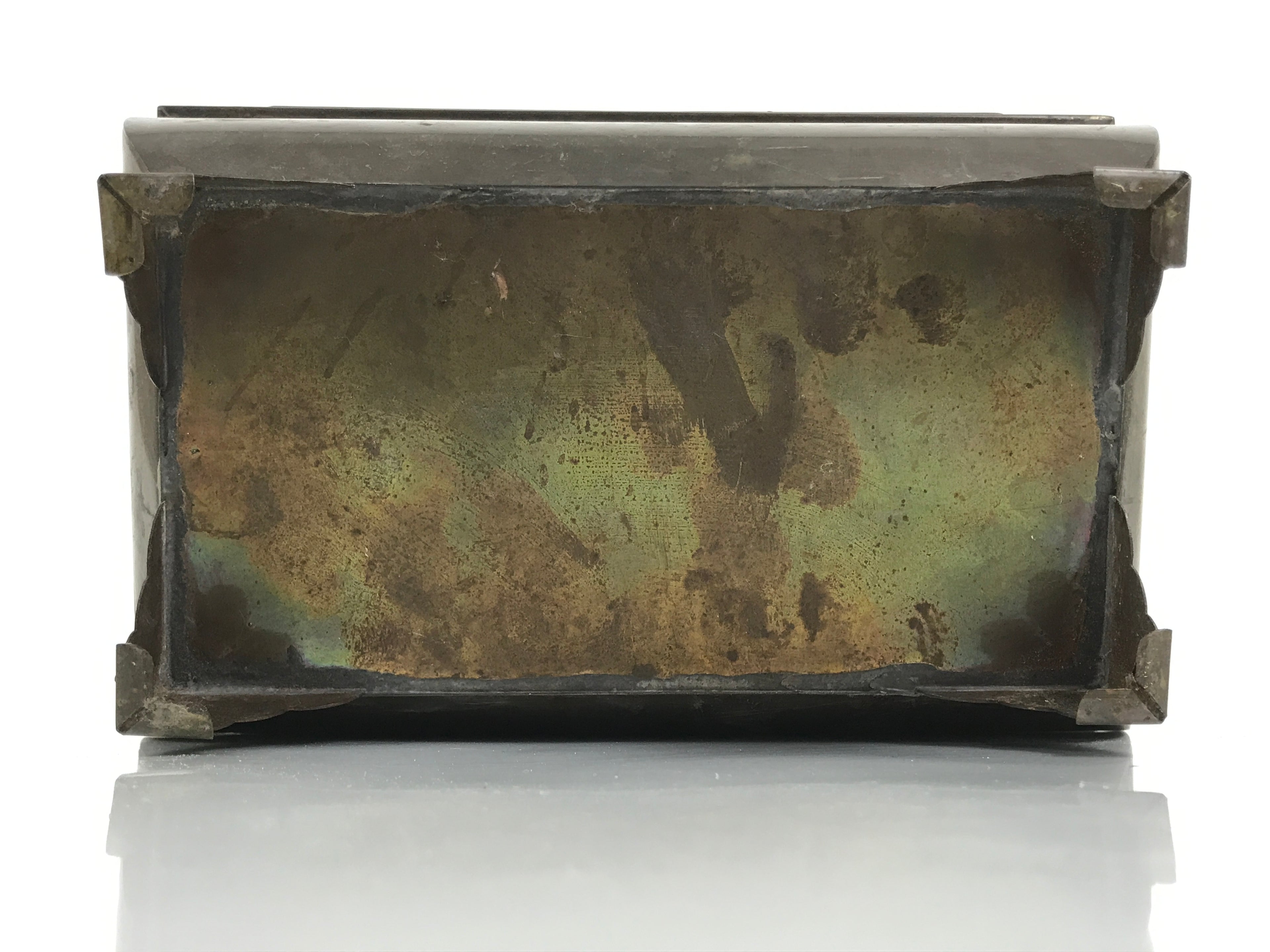 Japanese Buddhist Altar Fitting Wood Metal Incense Burner Koro Rectangle BA696