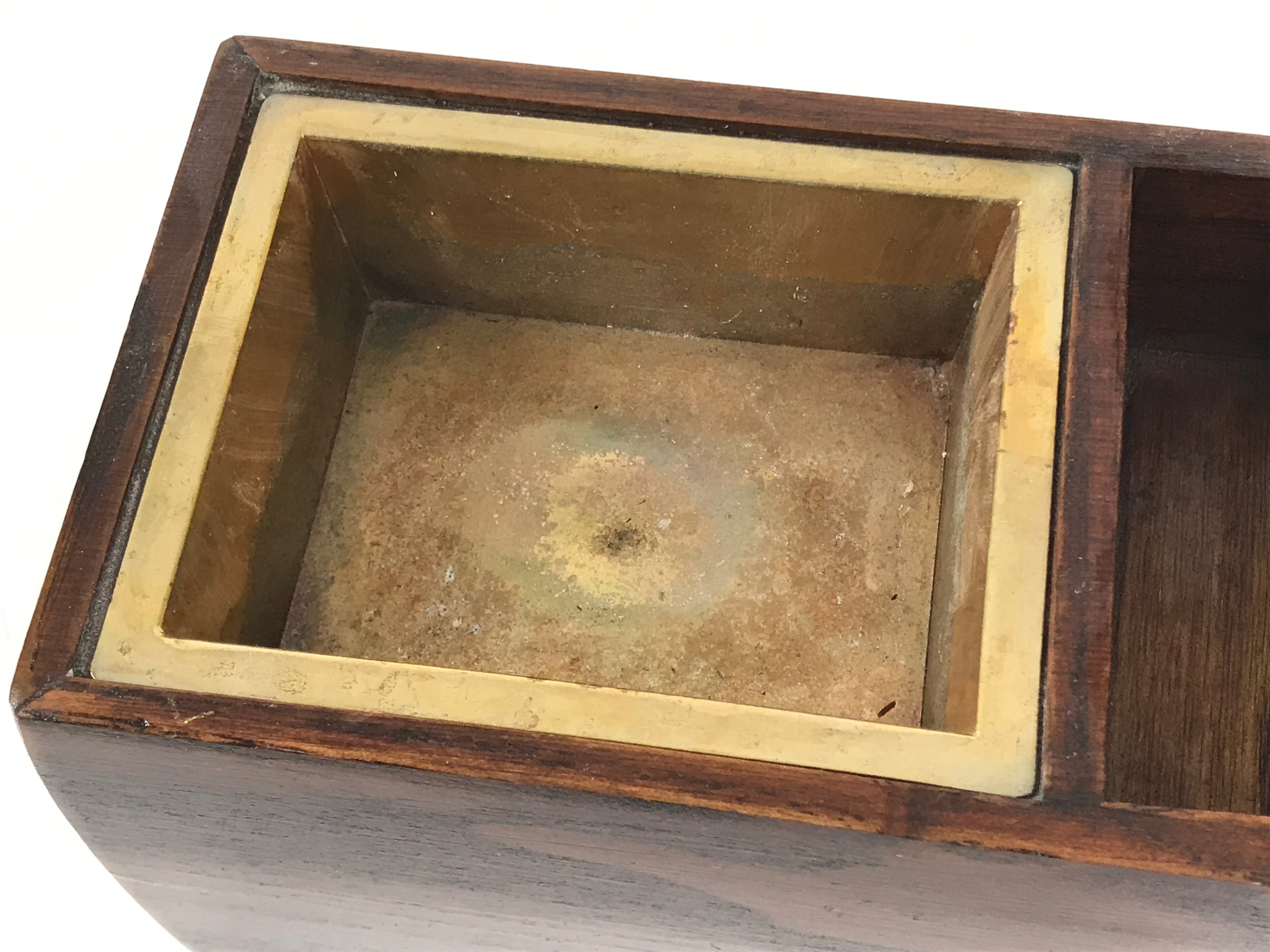 Japanese Buddhist Altar Fitting Wood Metal Incense Burner Koro Vtg Storage BA683