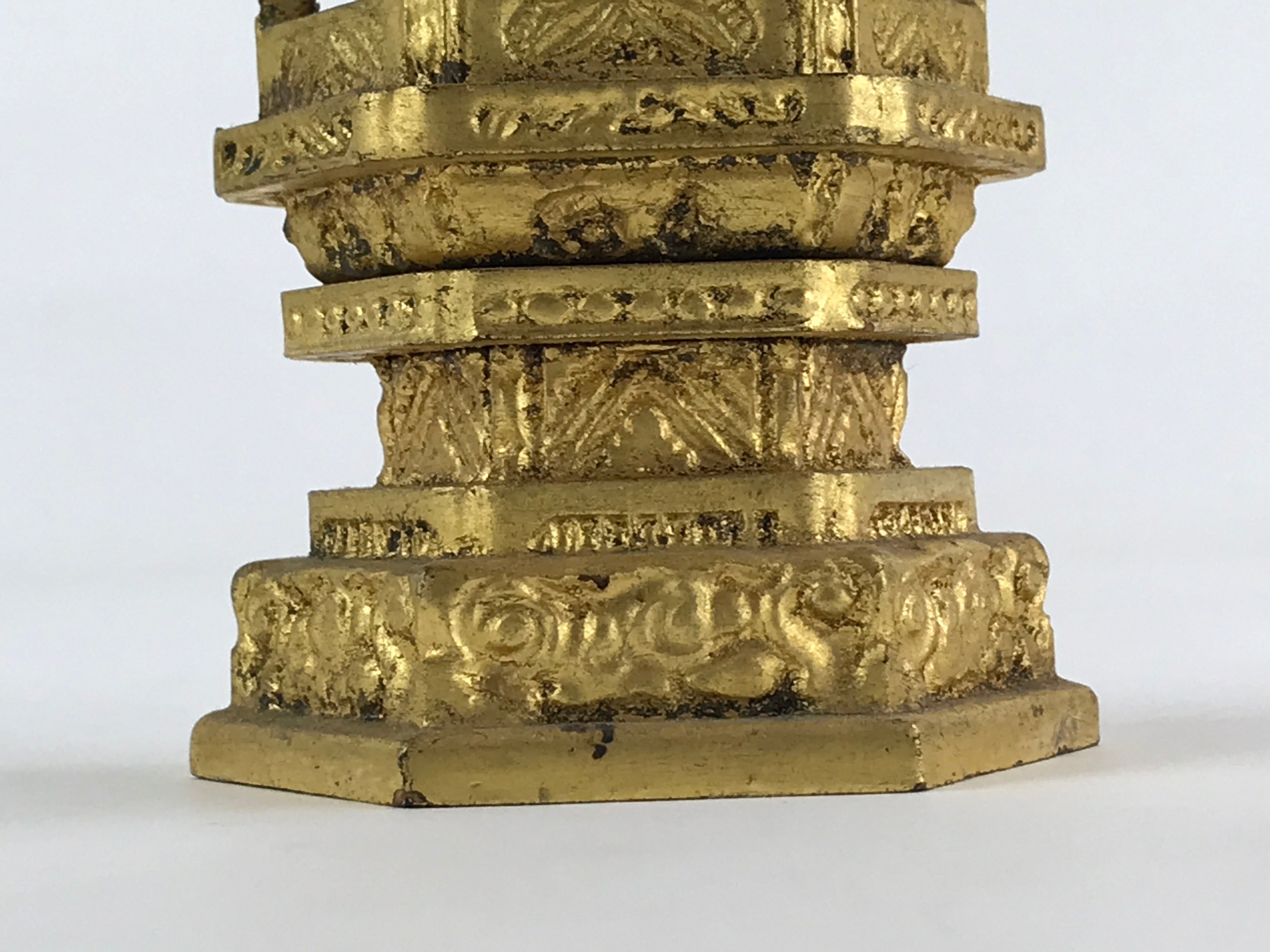 Japanese Buddhist Altar Fitting Wooden Amida Nyorai Vtg Ornament Gold BD922
