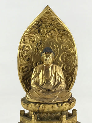 Japanese Buddhist Altar Fitting Wooden Amida Nyorai Vtg Ornament Gold BD922