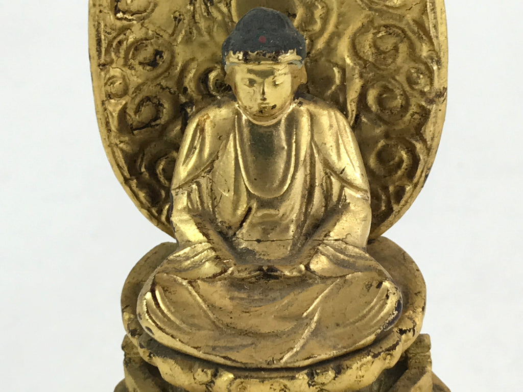 Japanese Buddhist Altar Fitting Wooden Amida Nyorai Vtg Ornament Gold BD922